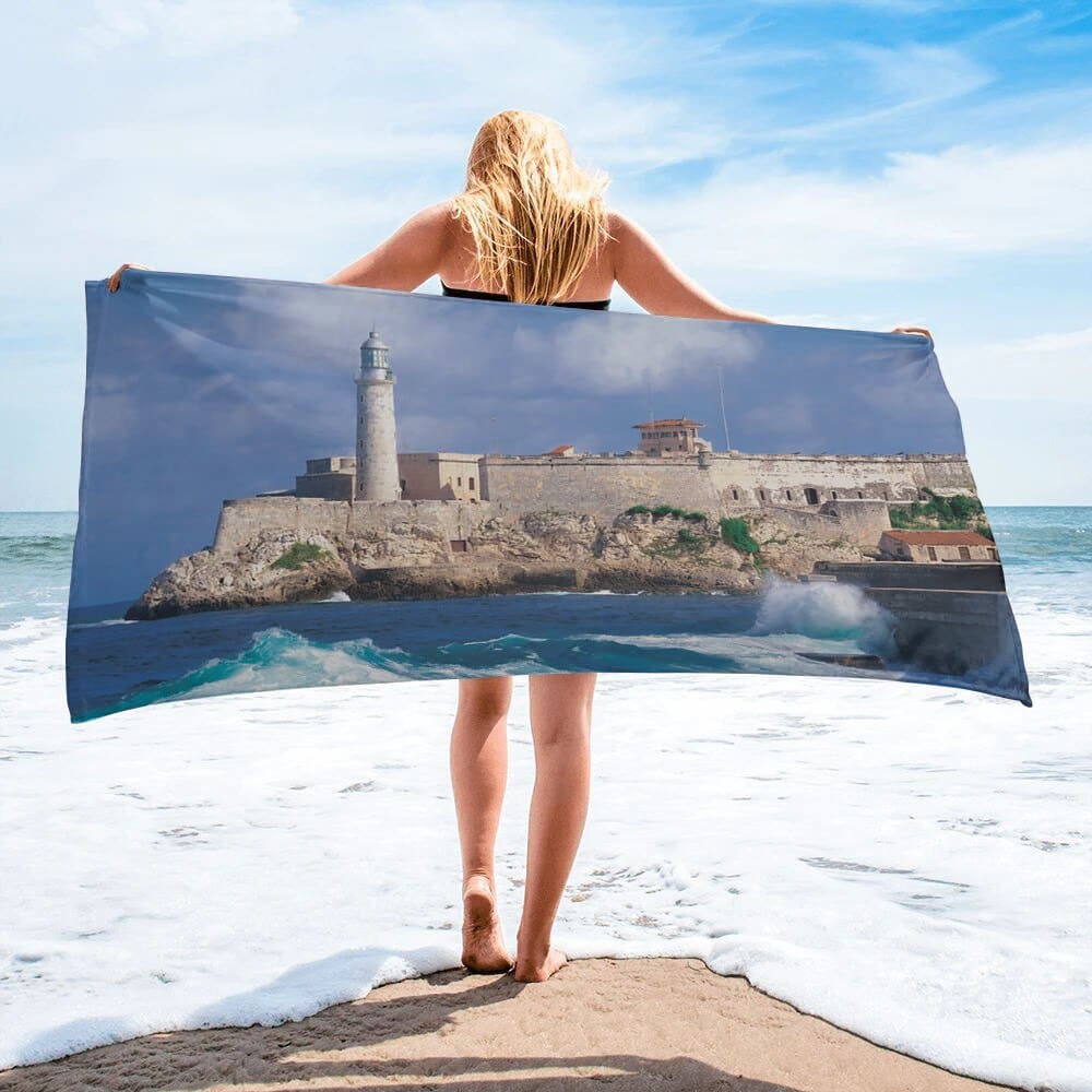 Lighthouse and Nautical Map Towel