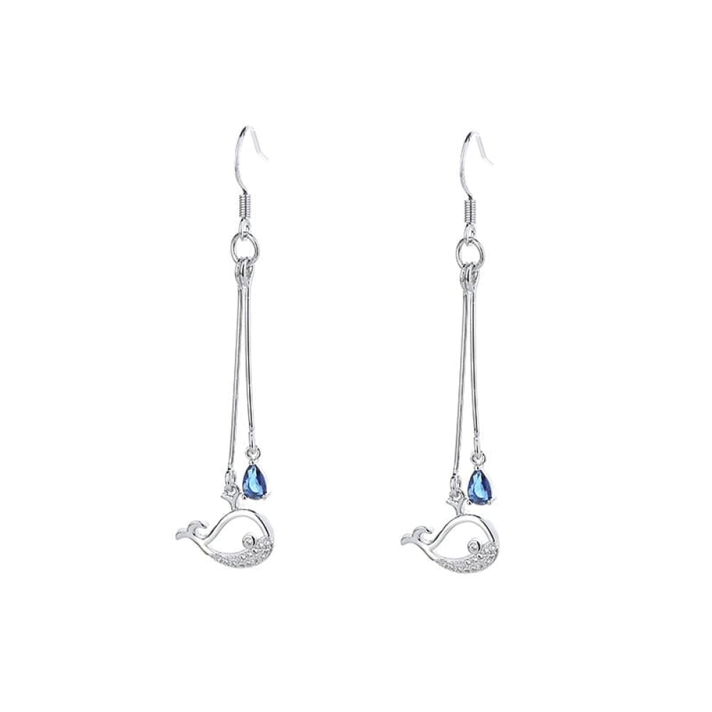 Long Tassel Whale Earrings