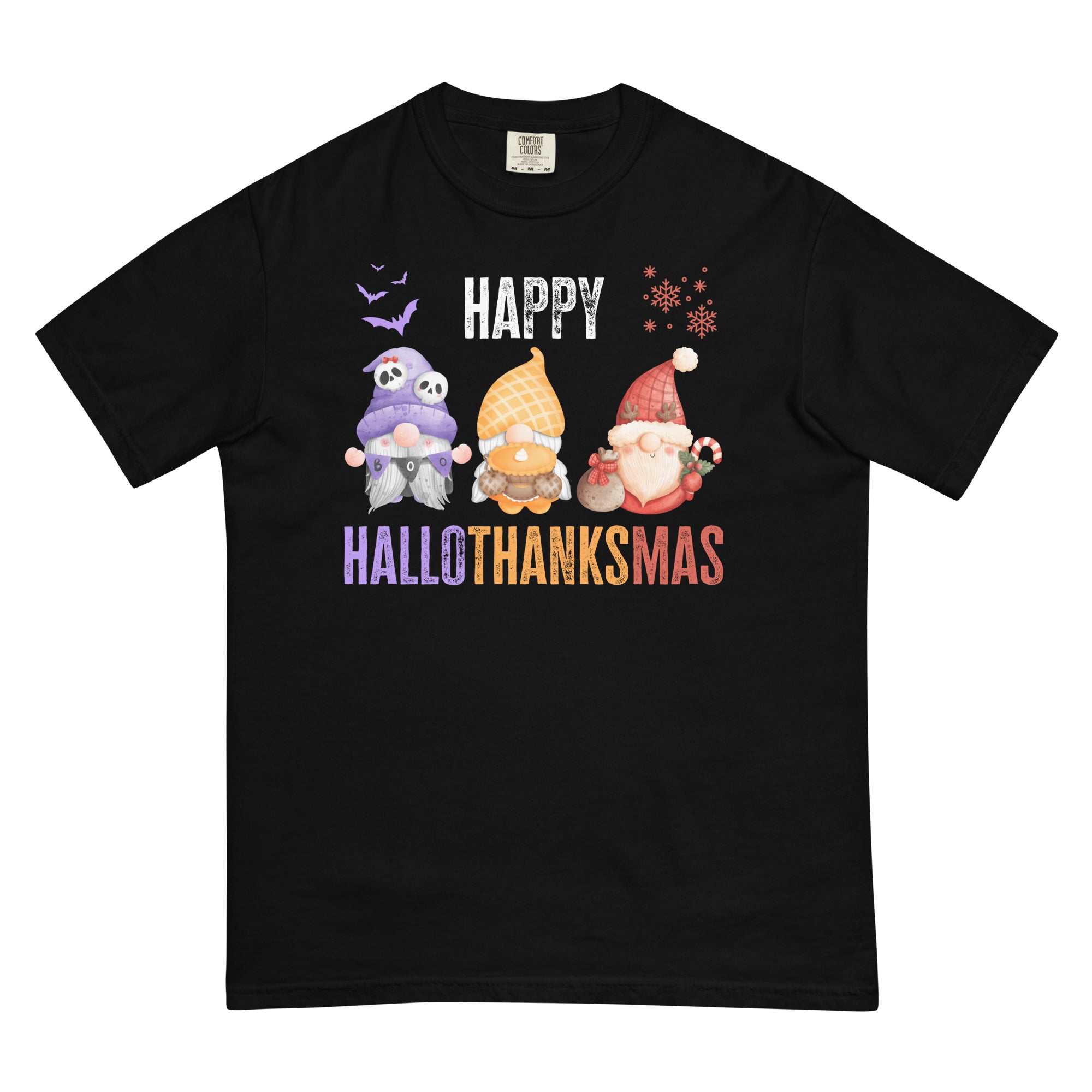Happy HalloThanksMas Gnomes Shirt, Comfort Colors Halloween Tshirt, Halloween Thanksgiving Christmas Gifts, Thanksgiving Tee, Halloween Gift - Madeinsea©