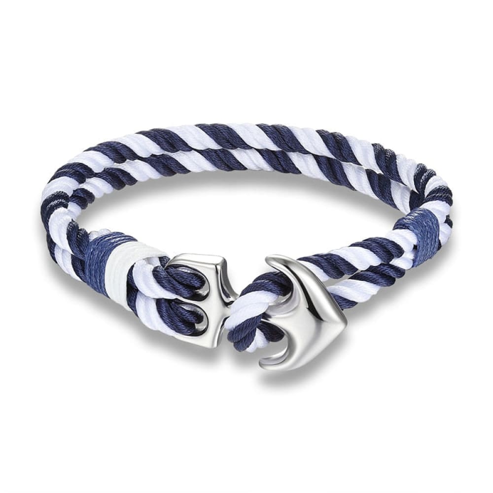 Multicolor Anchor Bracelet - Navy / White