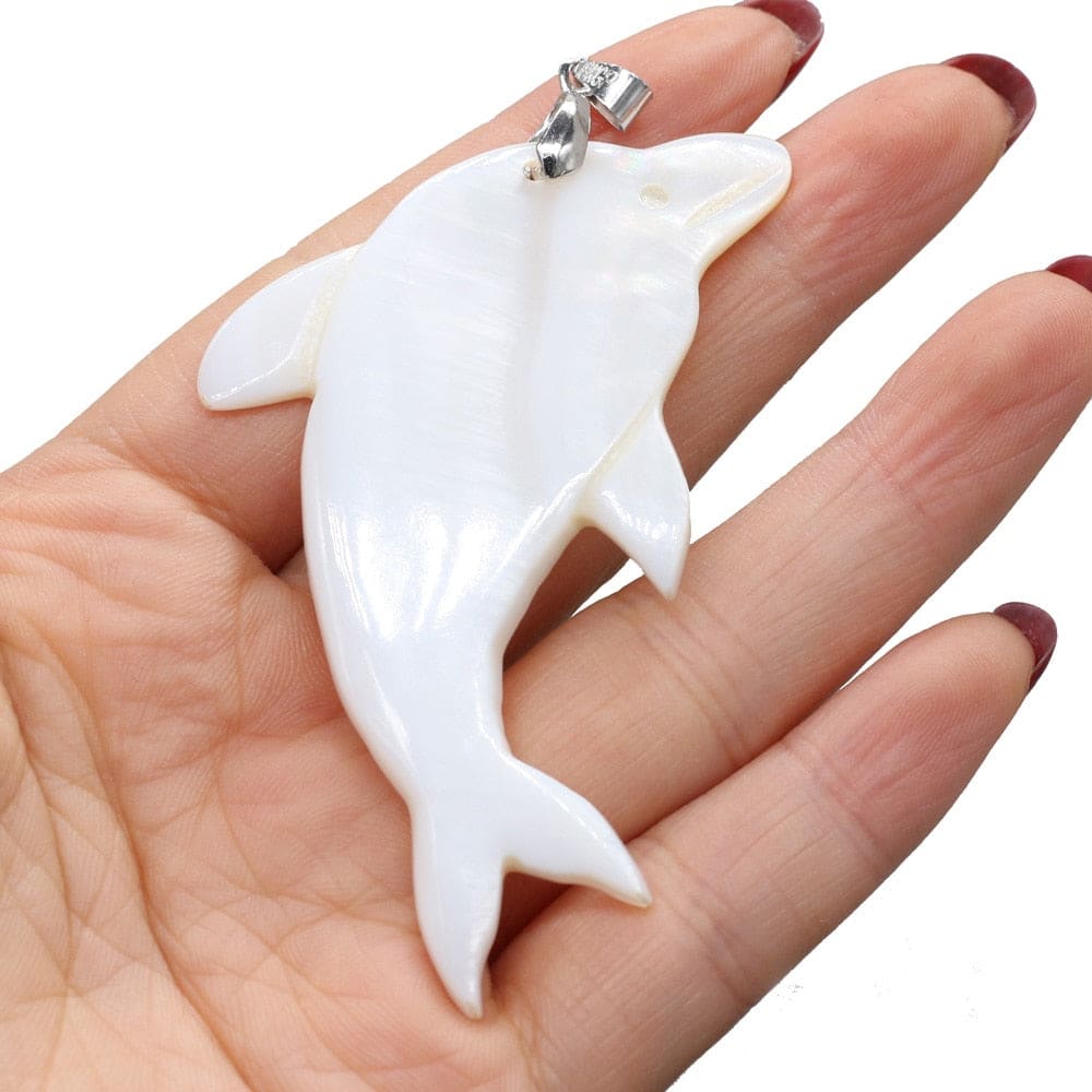 Natural Shell Dolphin Necklace Pendant