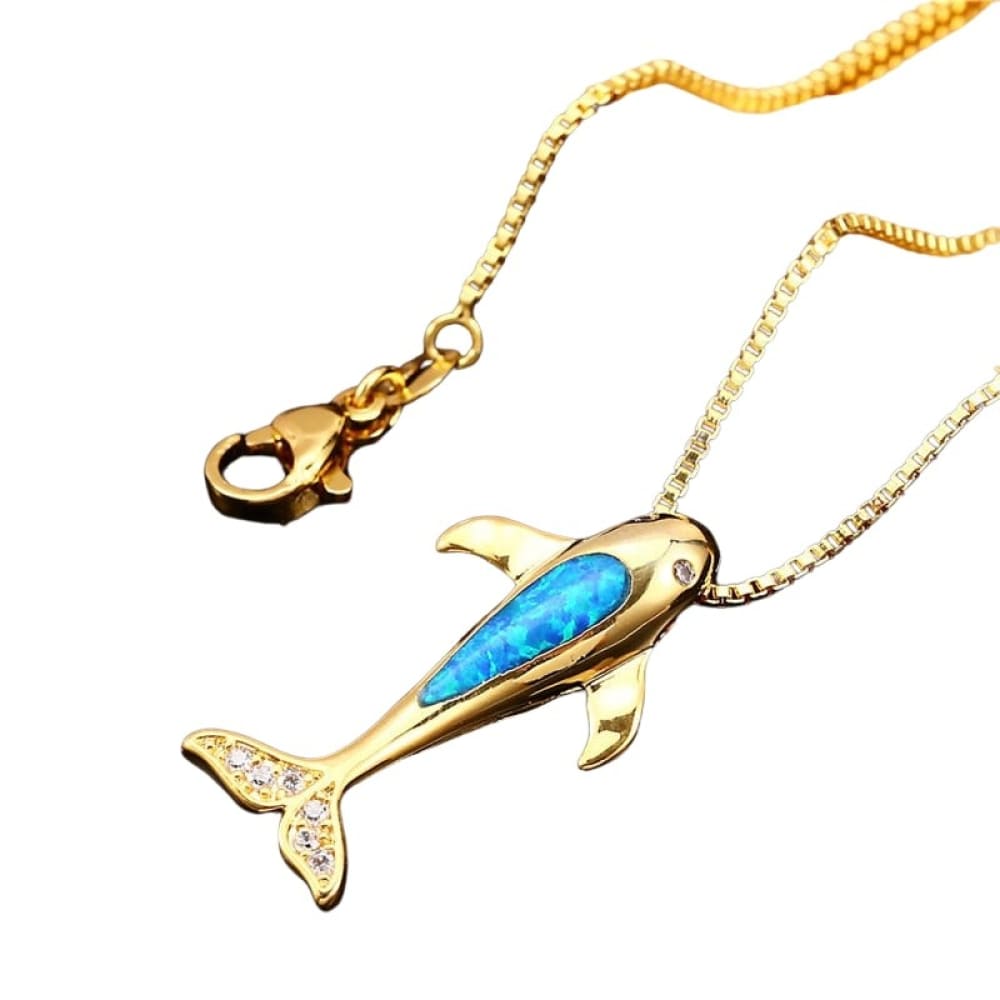 Opal Stone Whale Necklace