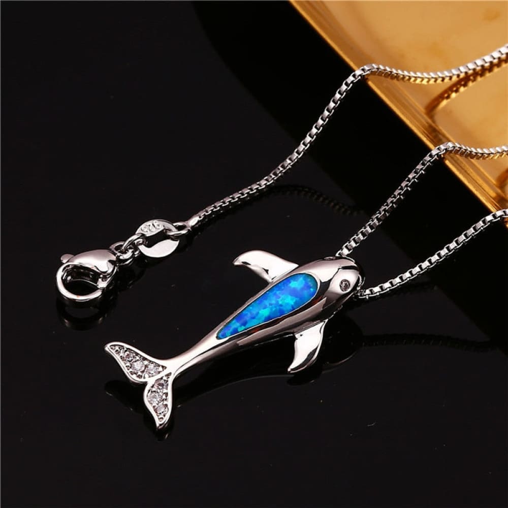 Opal Stone Whale Necklace