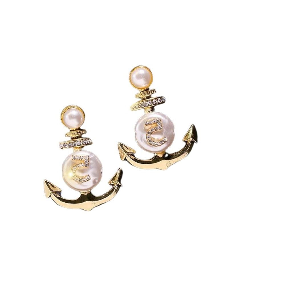 Pearl Anchor Earrings