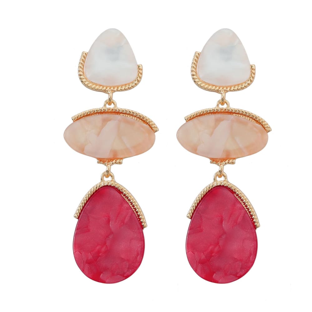 Pink Stone Beach Earrings
