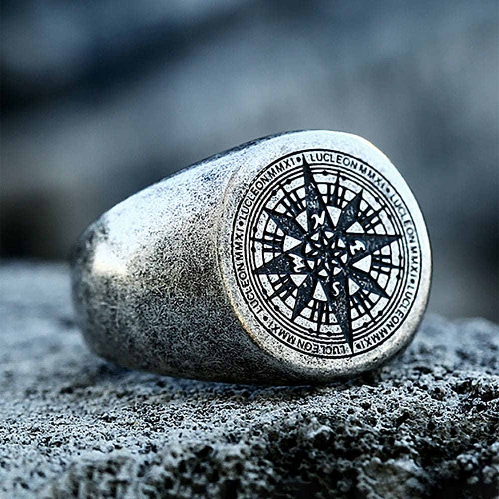 Punk Viking Compass Ring
