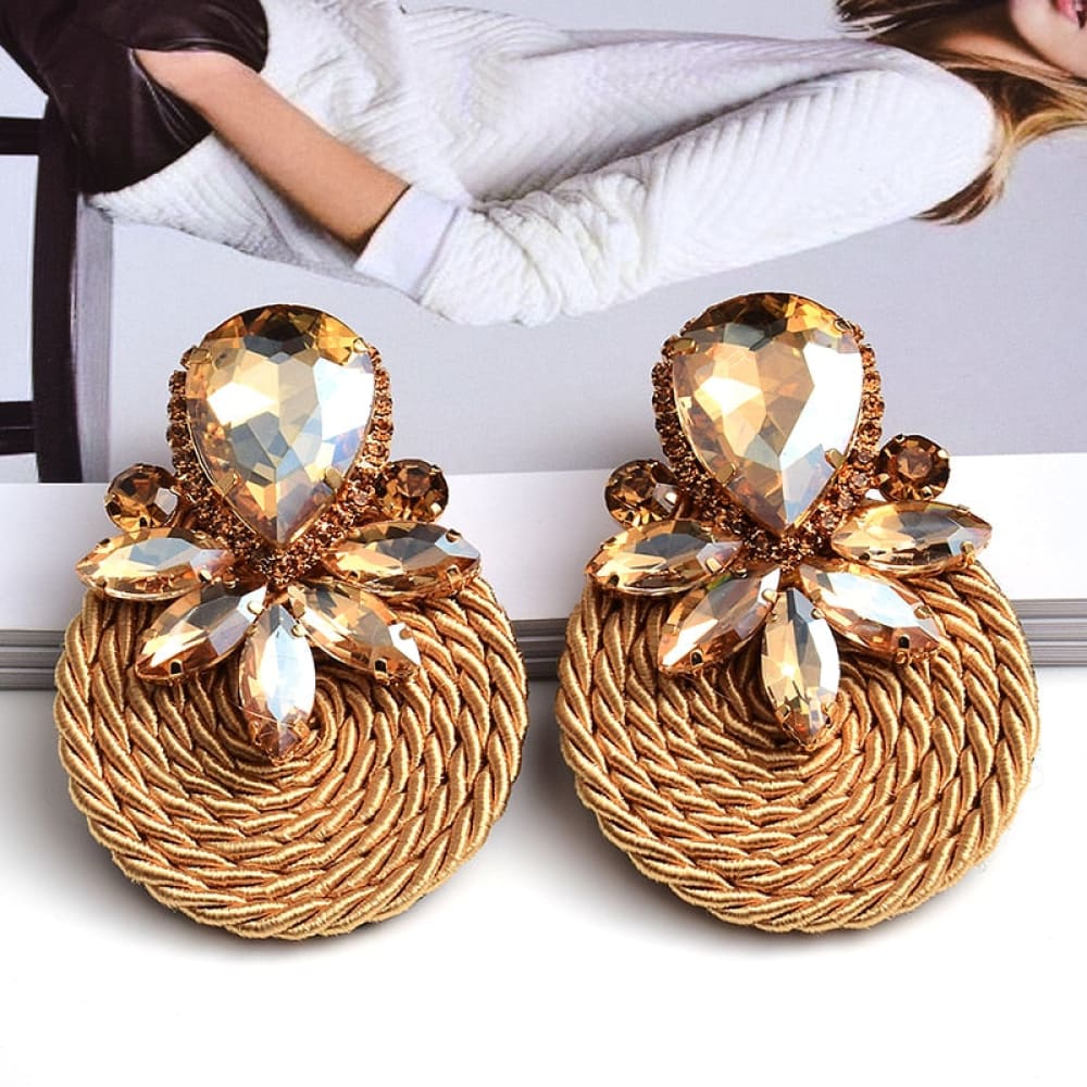 Ratan Rhinestone Beach Earrings