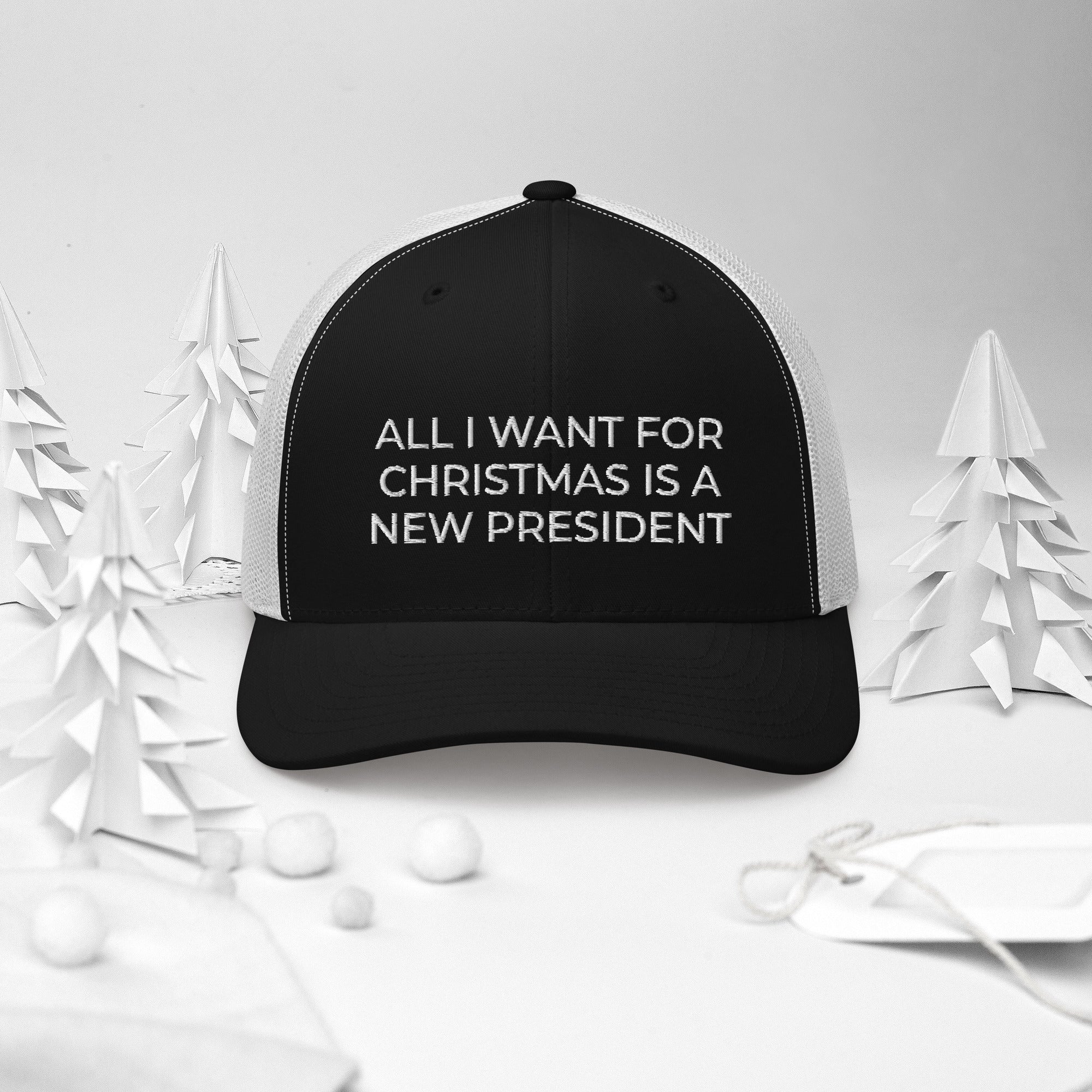 All I Want For Christmas Is A New President, FJB Christmas Trucker Hat, Anti Biden Christmas Cap, Conservative Hat, FJB Hat, Patriot Xmas - Madeinsea©