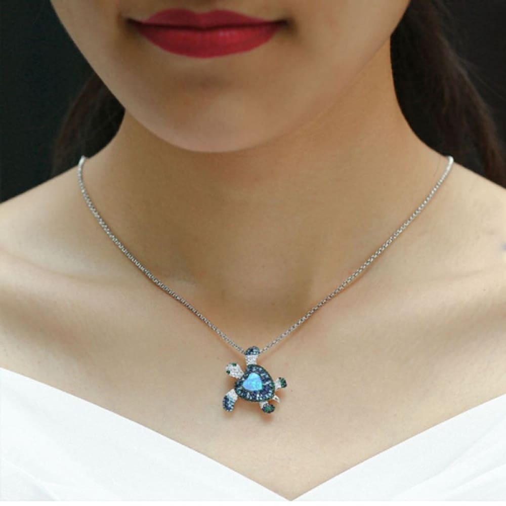 Rhinestone Sea Turtle Necklace