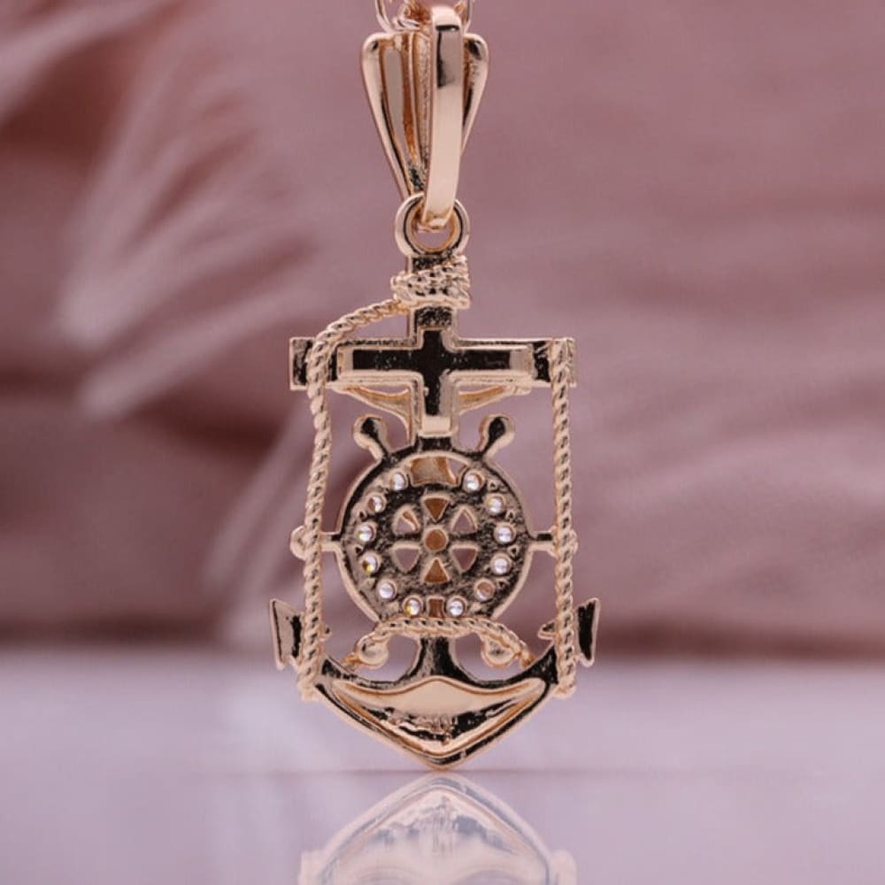 Rose Gold Anchor Necklace Pendant