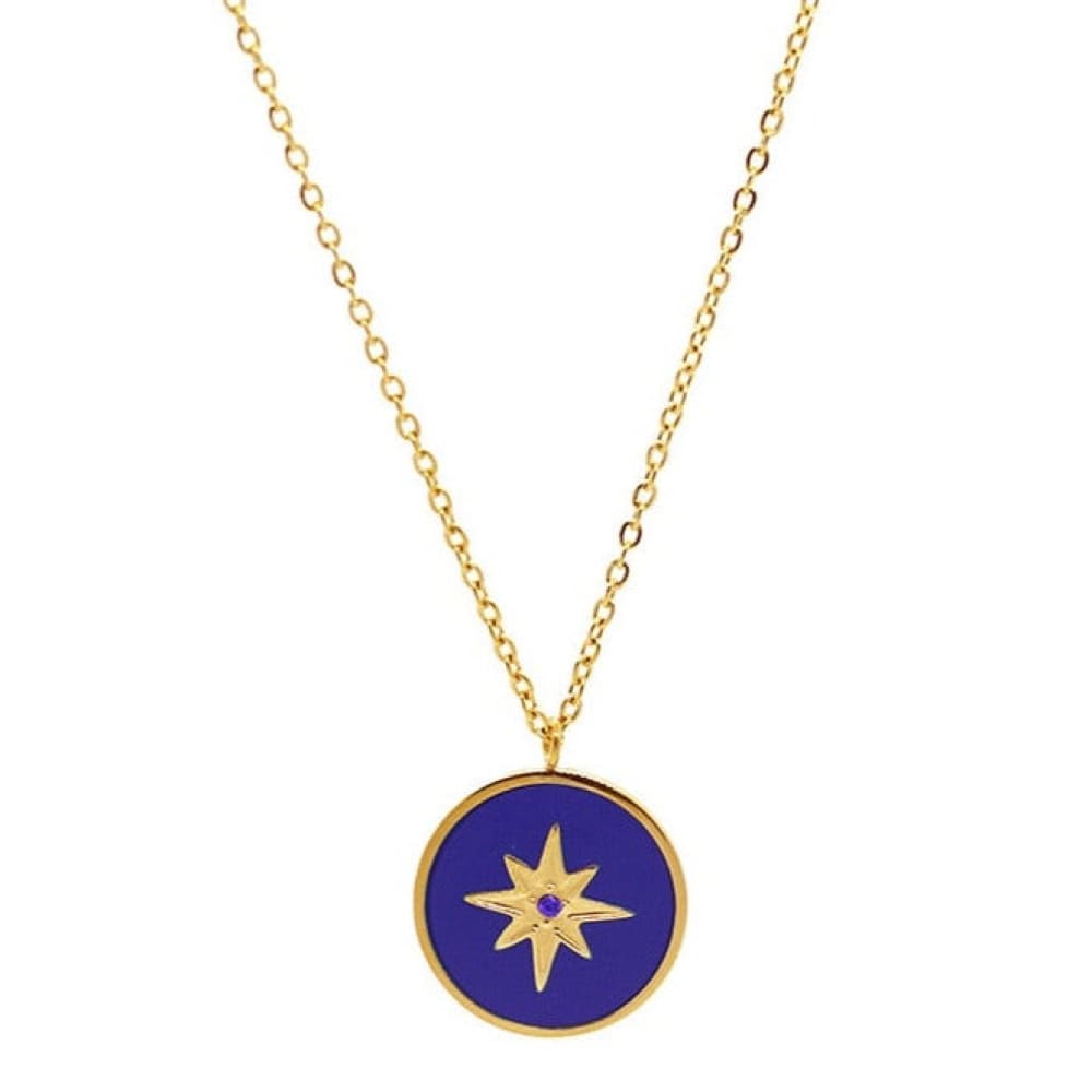 Round Enamel Compass Necklace