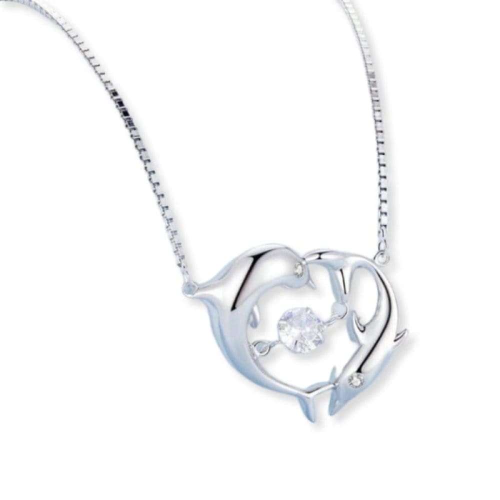 Shiny Zircon Dolphin Necklace