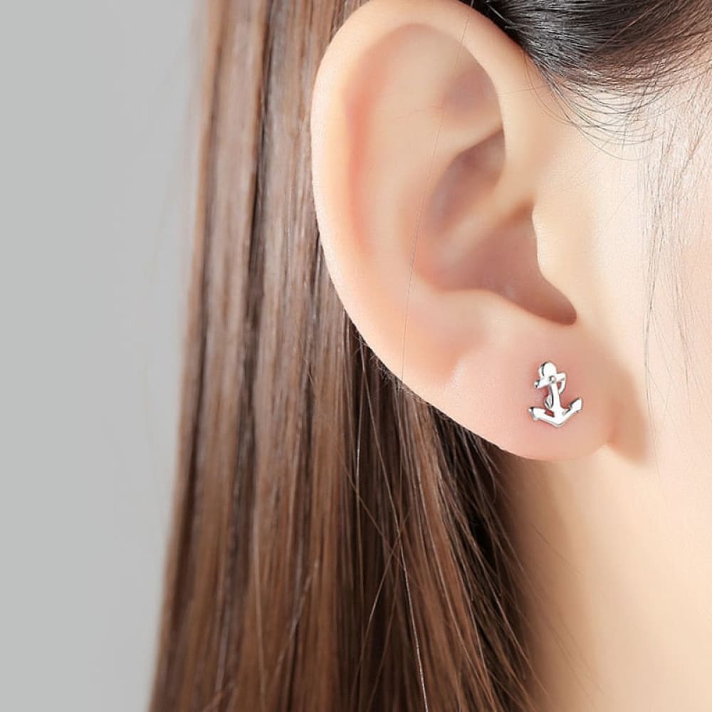 Silver Anchor Earrings