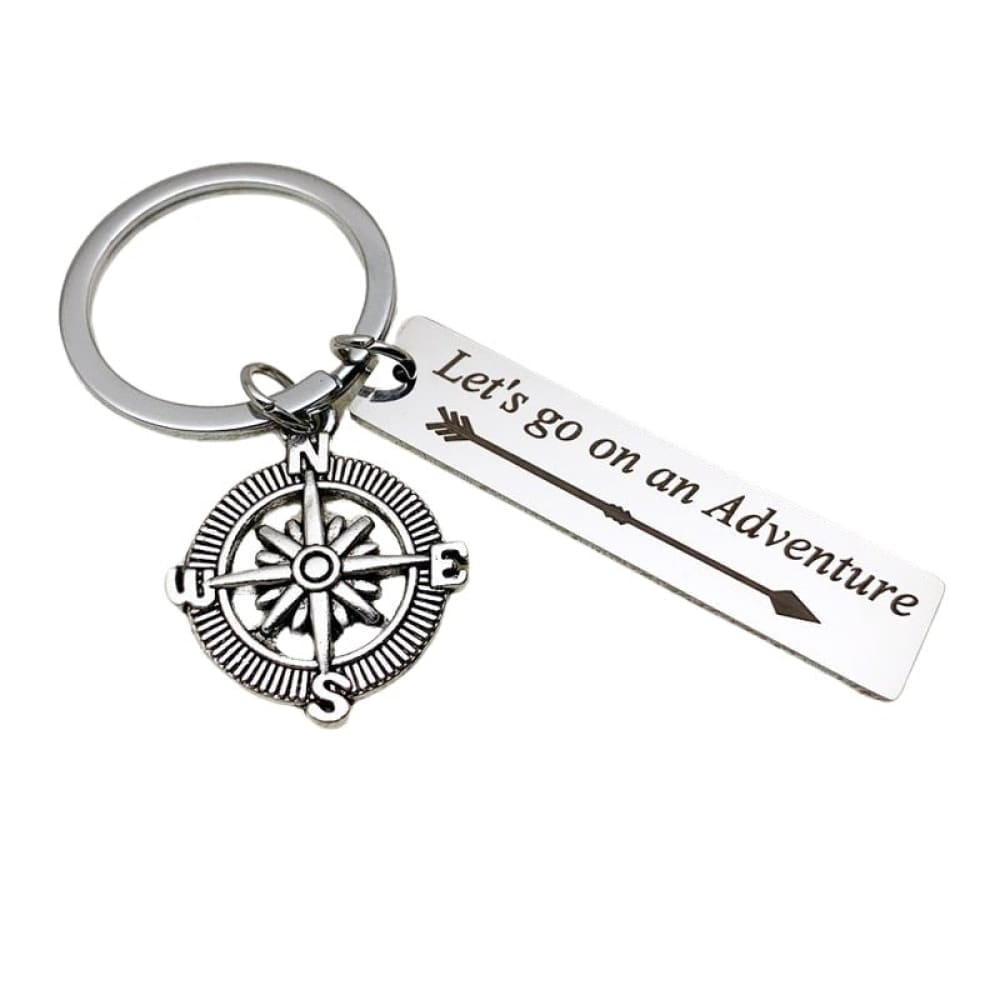 Silver Compass Keychain