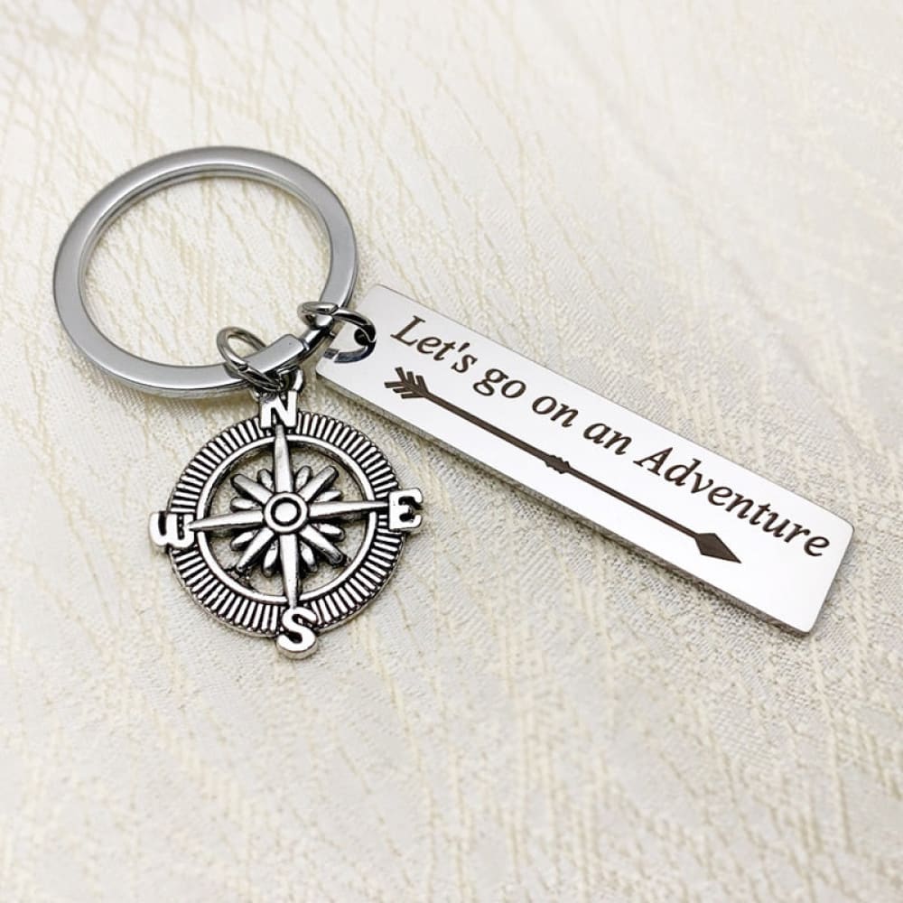 Silver Compass Keychain