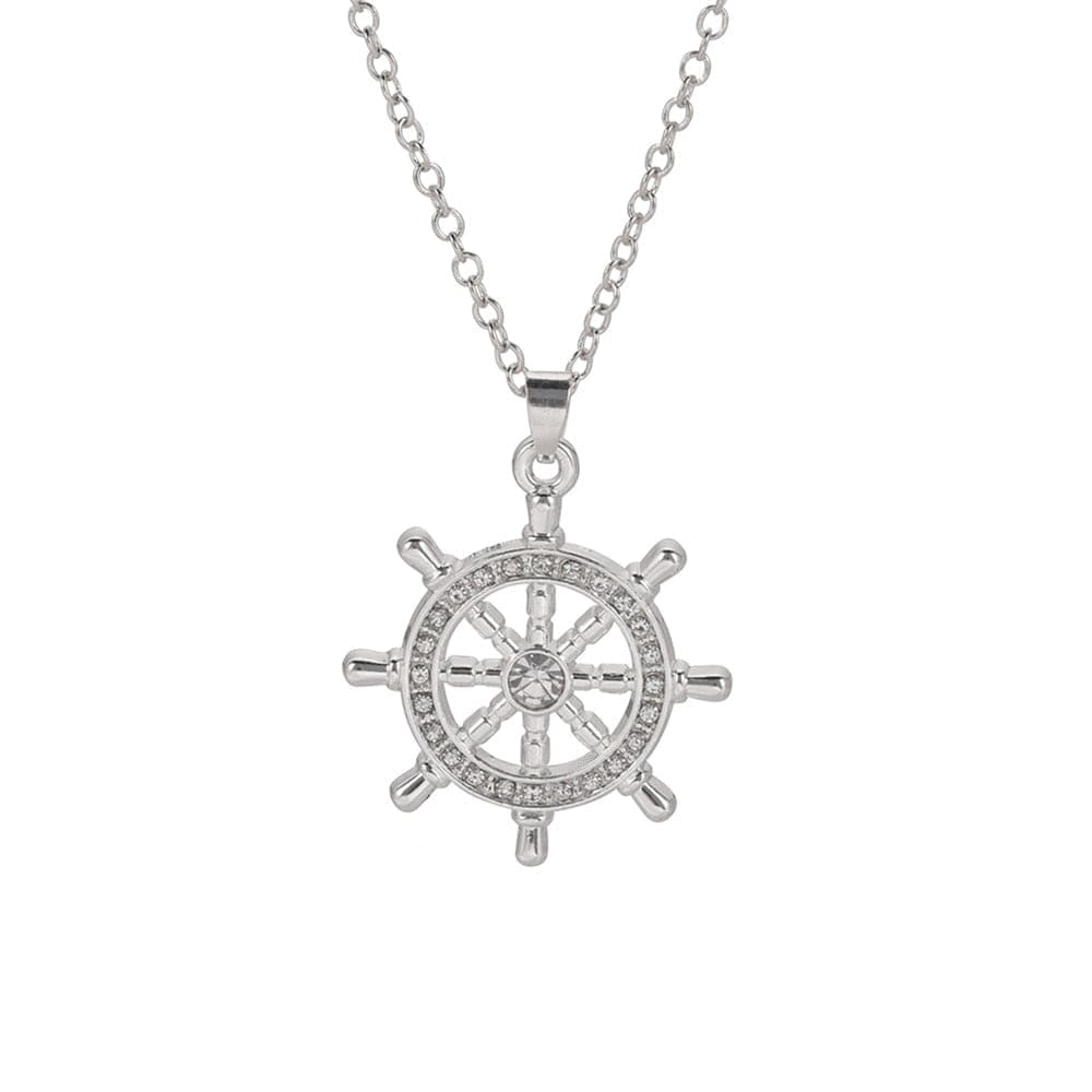 Silver Diamond Compass Necklace