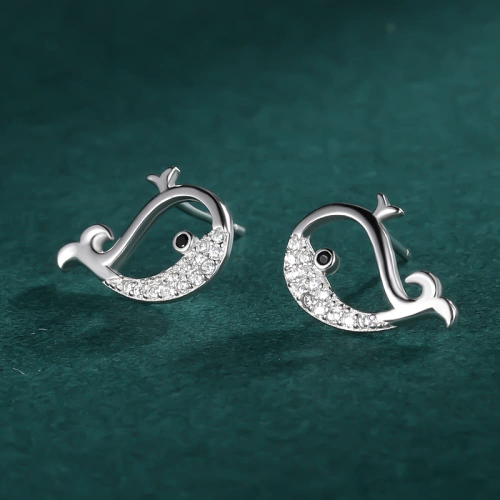 Silver Whale Earrings