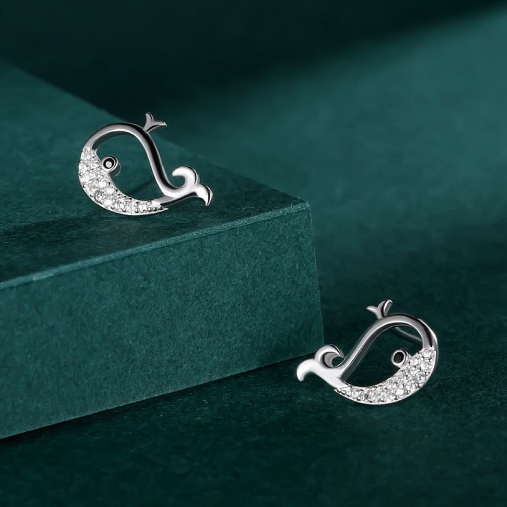 Silver Whale Earrings