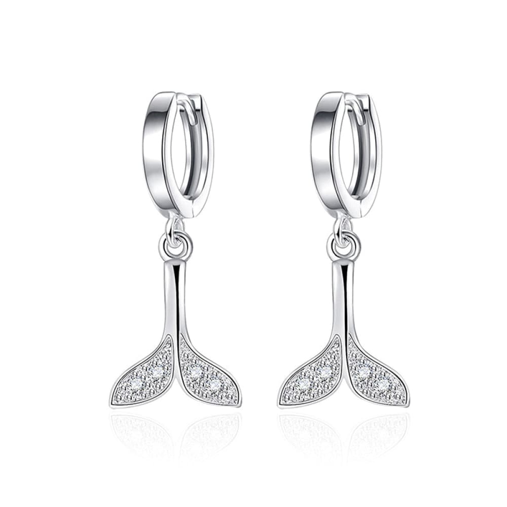 Silver Whale Tail Earrings