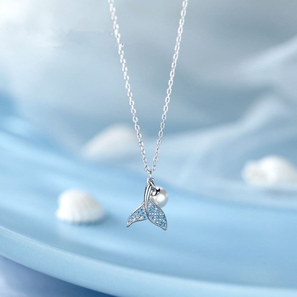 Sky Blue Mermaid Tail Necklace