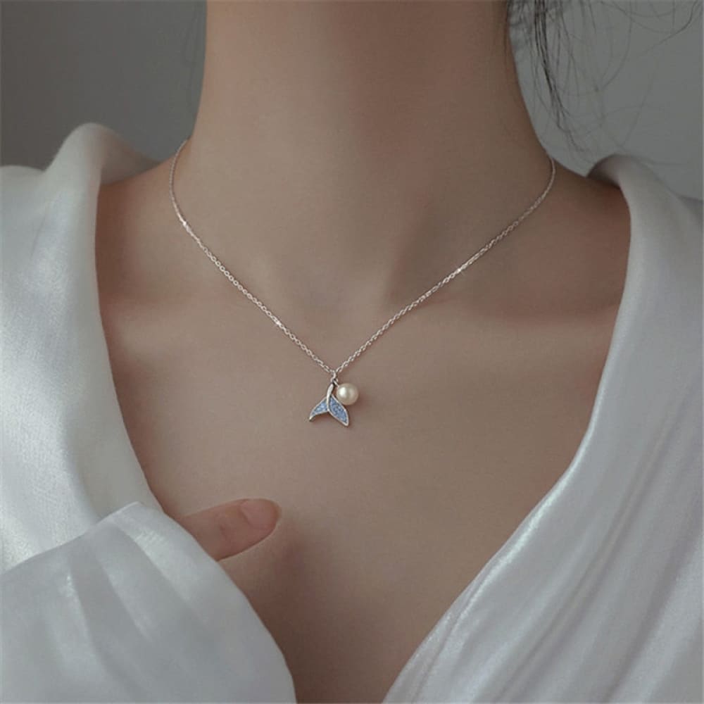Sky Blue Mermaid Tail Necklace