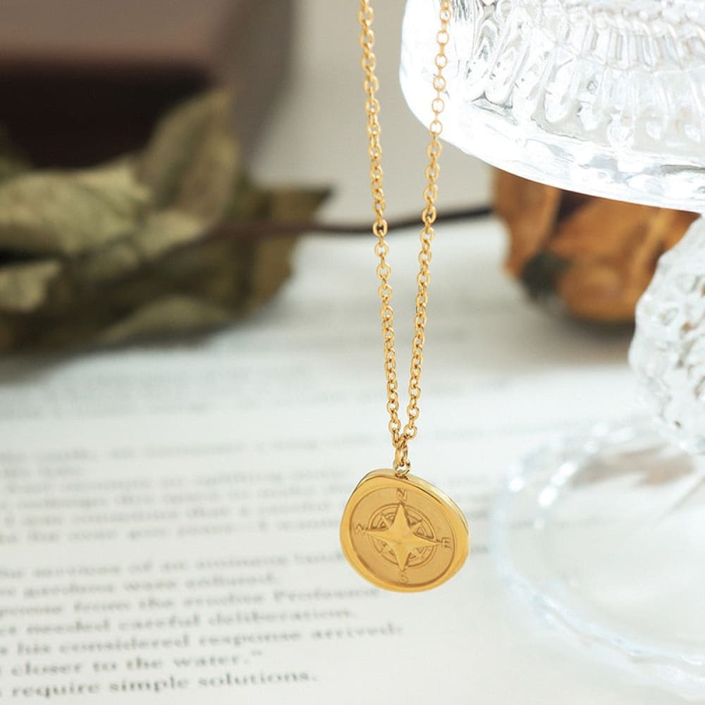 Small Medal Compass Necklace