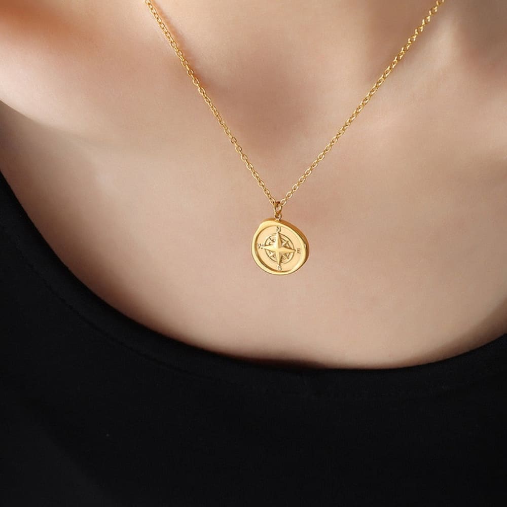 Small Medal Compass Necklace
