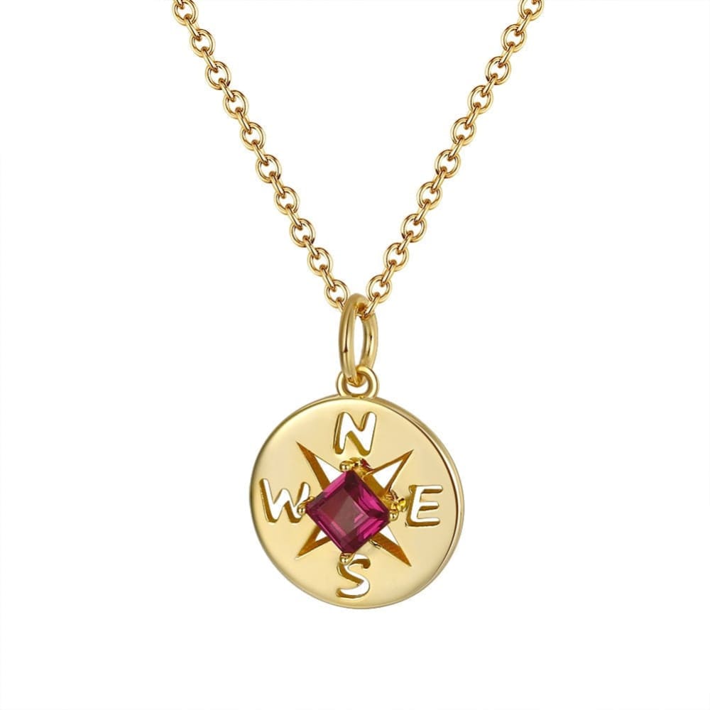 Small Stone Compass Necklace