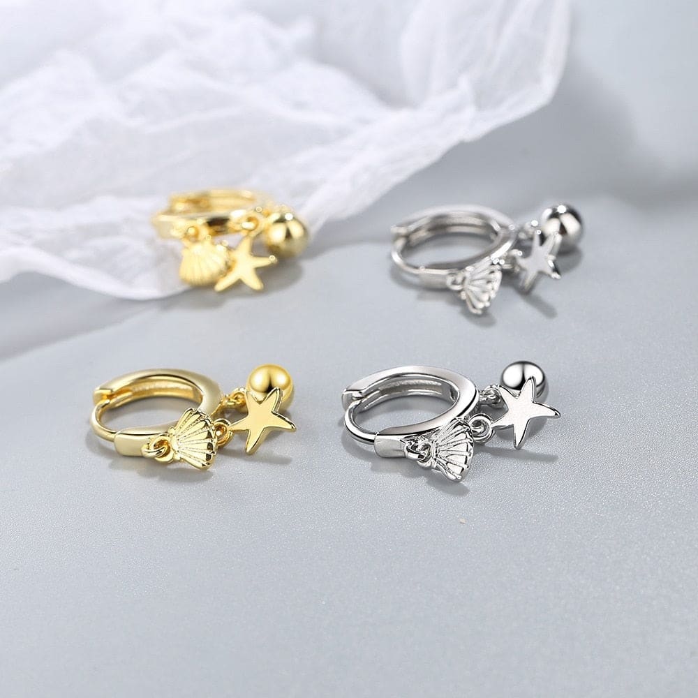Sterling Starfish Shell Earrings