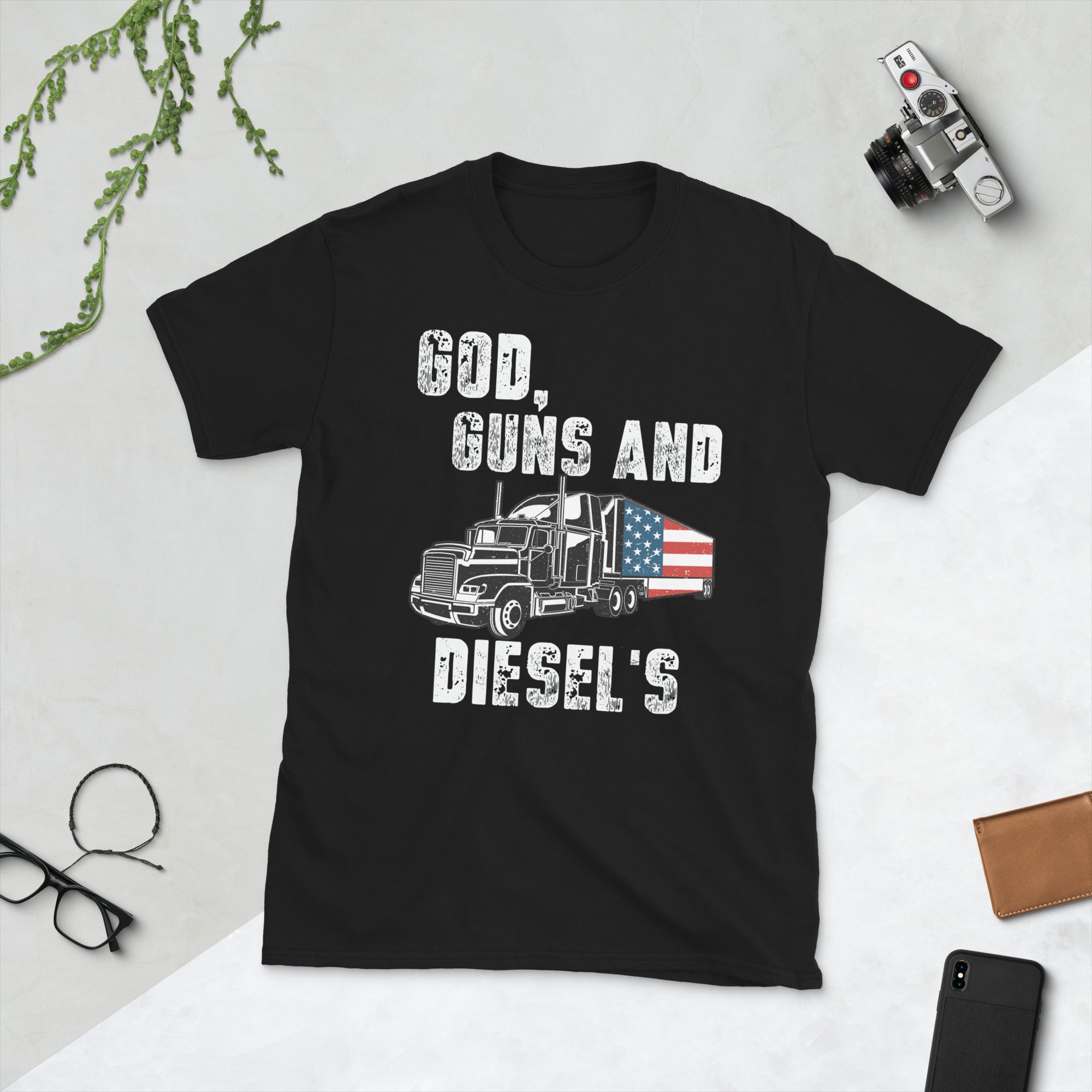 God Guns and Diesels T-Shirt, American Diesel Truck, Diesel Truck Shirt, Trucker Shirt, Truck Driver Gift, Gift for Trucker, American Flag - Madeinsea©