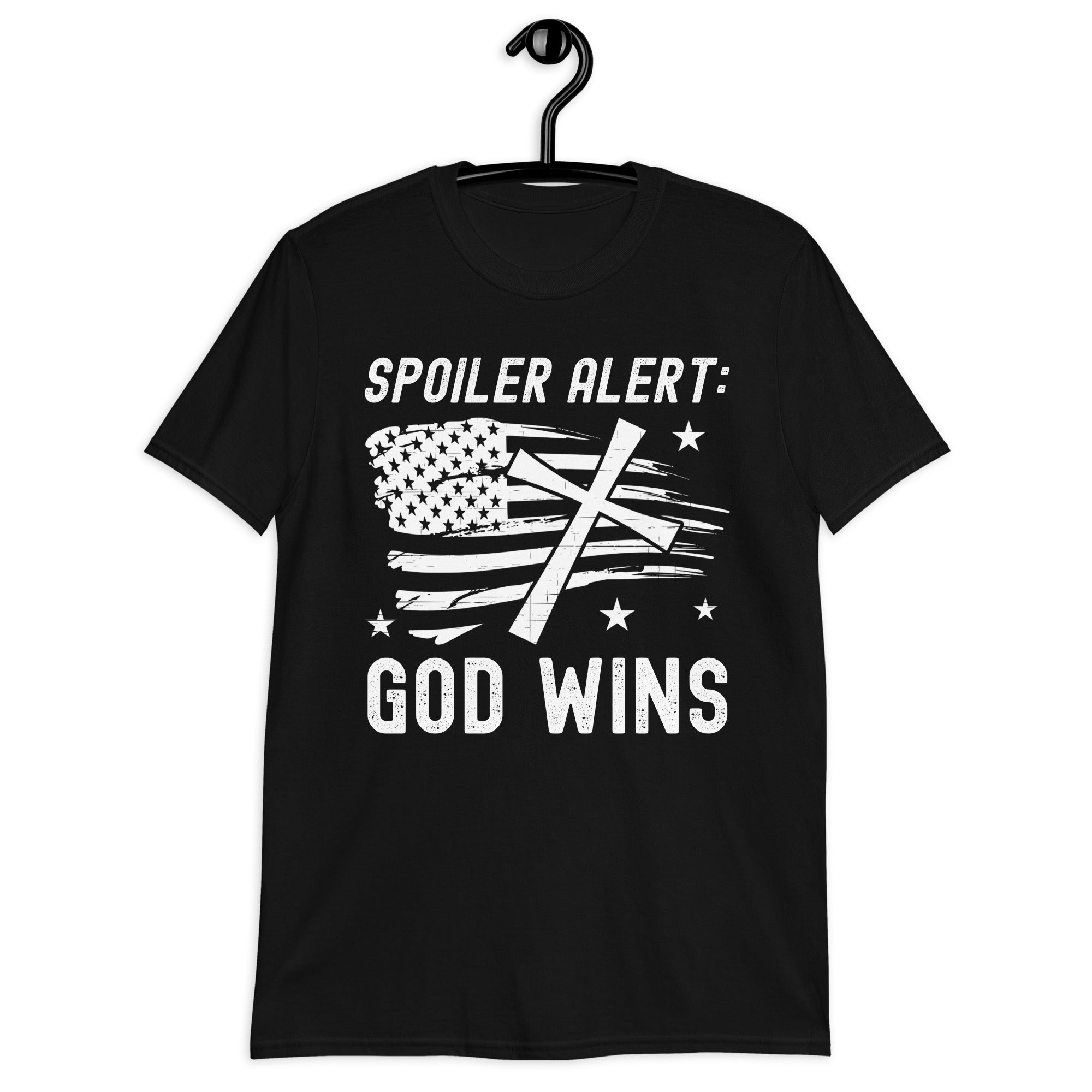 Spoiler God Wins Shirt, Funny Christian Shirt, Religious TShirt, American Flag, Church Shirt, Funny God Shirts, Christian Gifts, Faith Tee - Madeinsea©