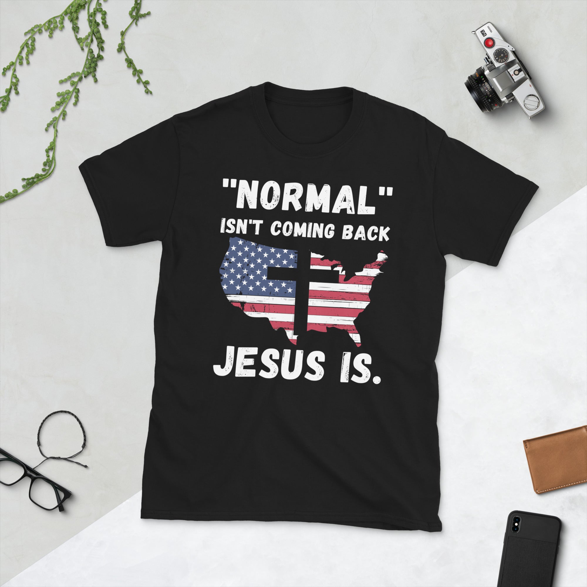 Christliches Jesus Shirt, Normal Isn't Coming Back Jesus Is, Bibelvers Shirt, Offenbarungsvers T-Shirt, christliches Geschenk, Amerikanische Flagge Shirt