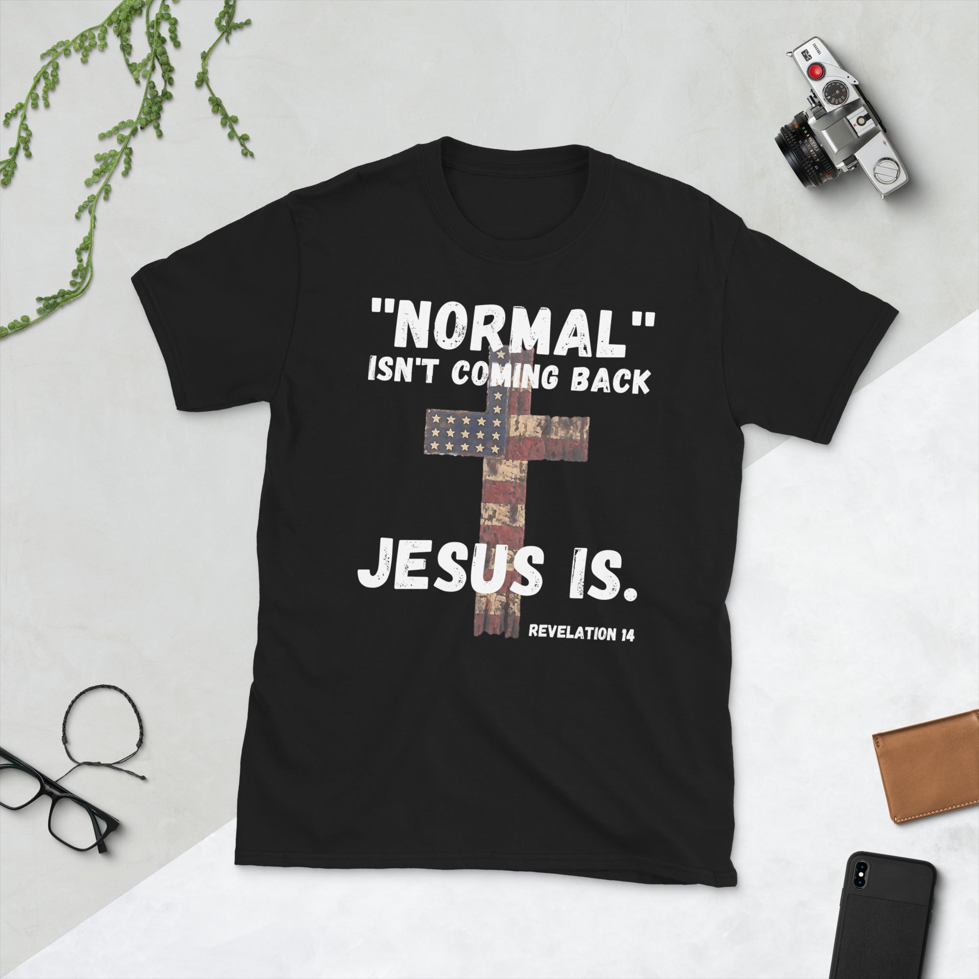 Normal Isn't Coming Back Jesus Is Shirt, Revelation 14, Bible Verse Shirt, Inspirational Faith Shirt, Religious Gift, American Flag T Shirt