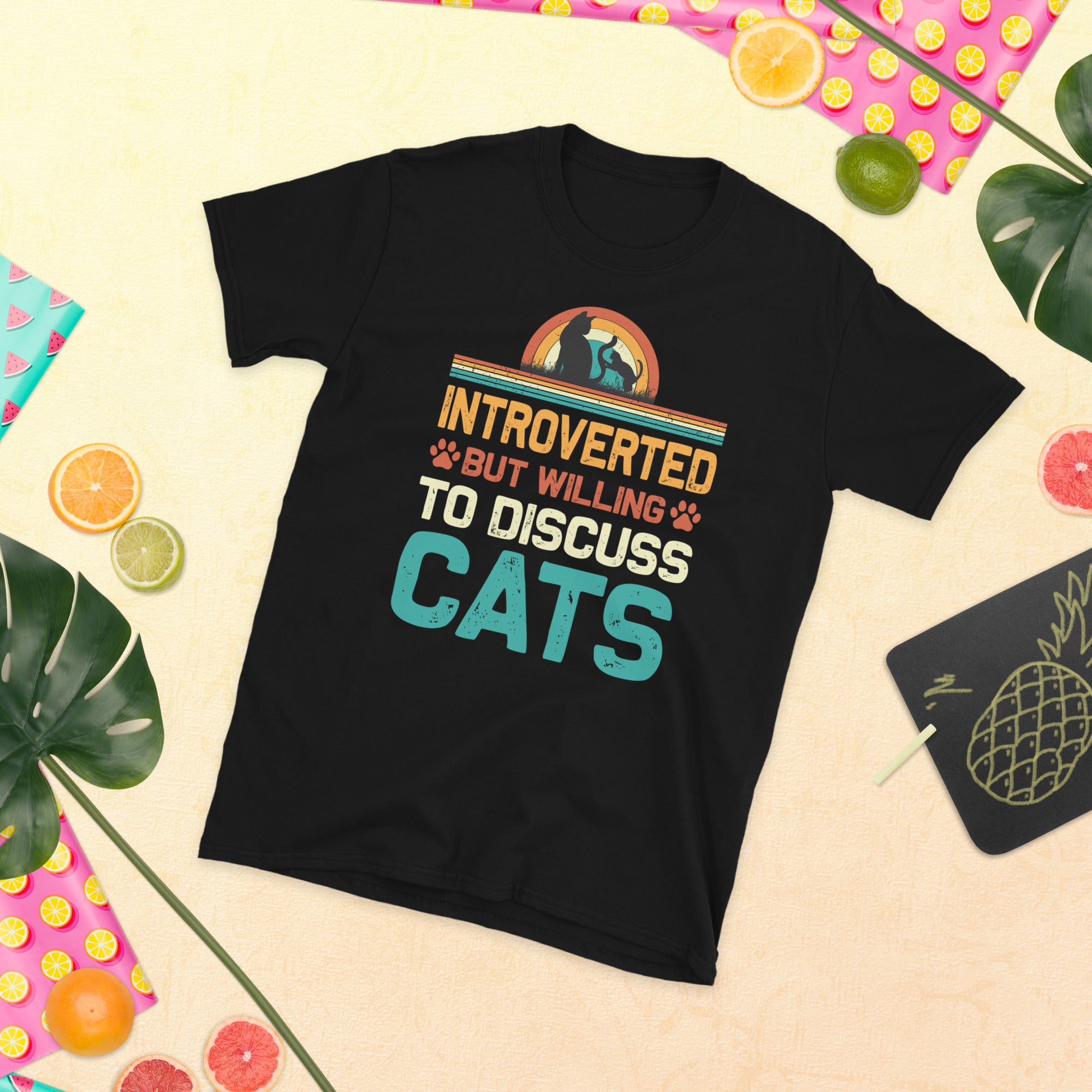 Introvertiertes, aber bereit, über Katzen zu diskutieren, Lustiges Katzenliebhaber-Shirt, Introvertiertes Shirt, Vintage Katzenbesitzer-T-Shirt, Katzenmama-Geschenke, Süßes Katzen-T-Shirt