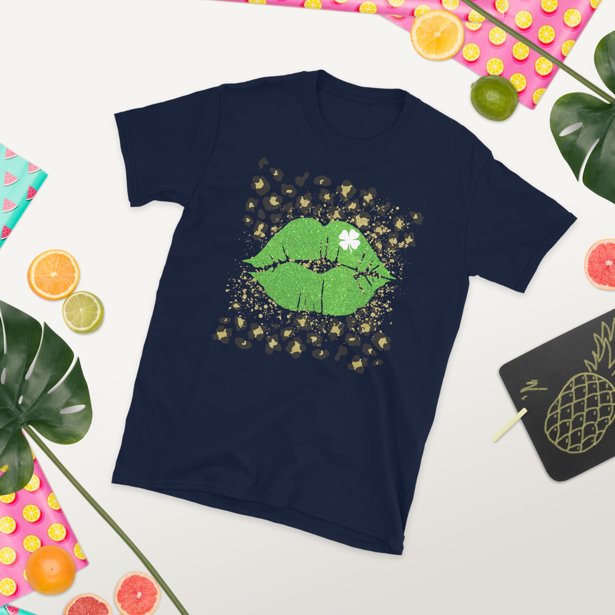St Patrick's Day Lips Shirt, Shamrock Kiss Shirt, Leopard Shamrock, Four Leaf Clover Tshirt, Saint Patricks Gifts for Her, Irish Women Shirt - Madeinsea©