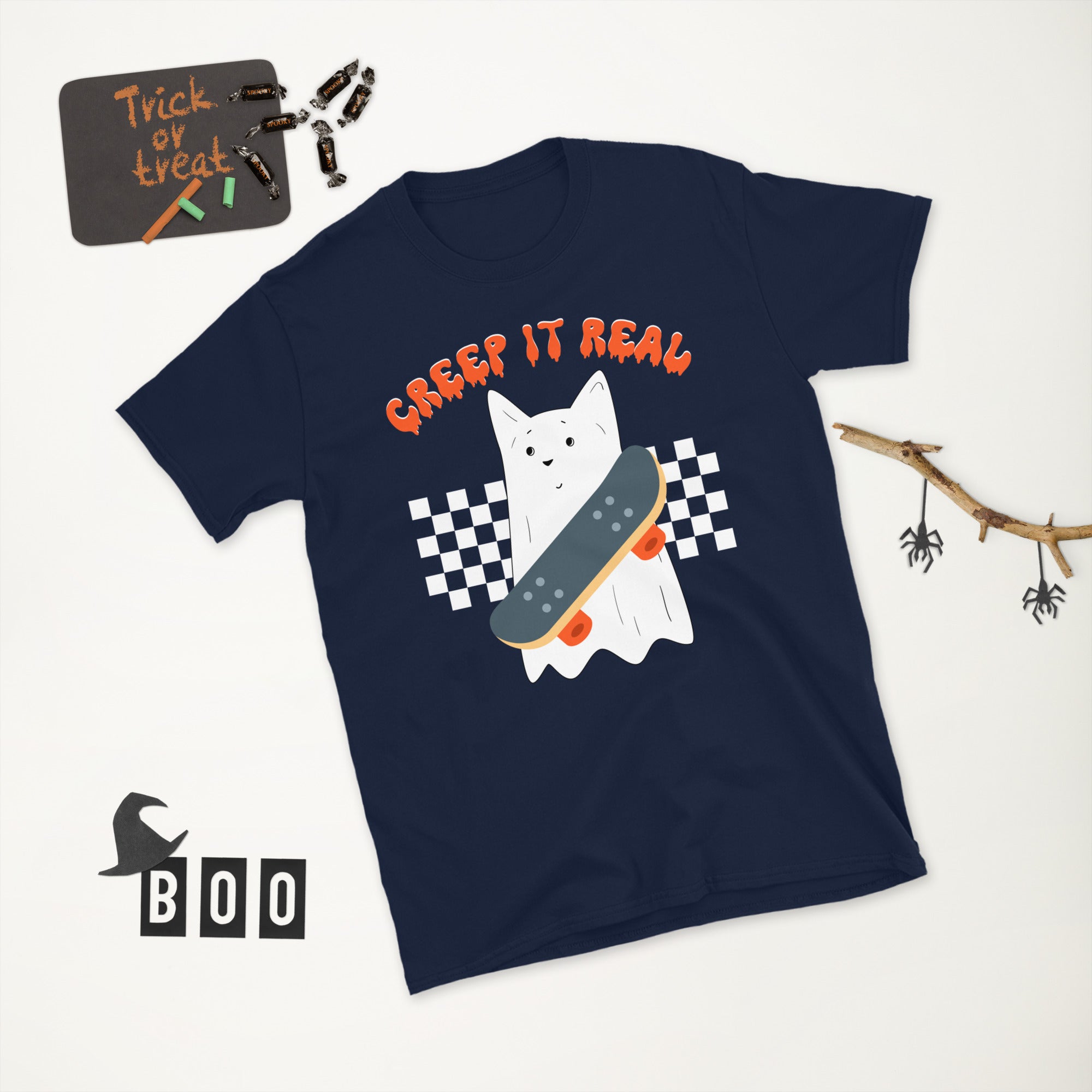 Creep it Real Shirt, Halloween Cat TShirt, Vintage Ghost Halloween Shirt, Witch T Shirt, Retro Fall Shirt, Black Cat Ghost Shirt, Cat Lover - Madeinsea©