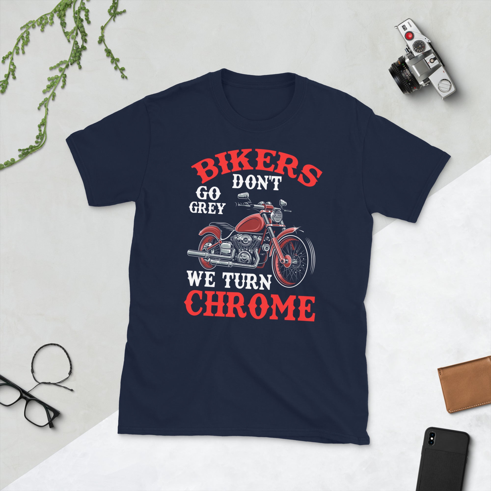 Bikers Don't Go Grey We Turn Chrome, Retired Biker Shirt, Motorcycle Dad Gift, Funny Motorcycle T-shirt, Gifts for bikers, Old Biker Shirt - Madeinsea©