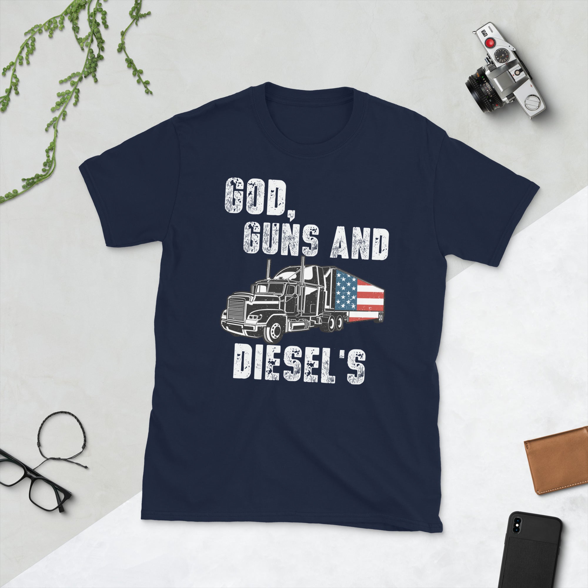 God Guns and Diesels T-Shirt, American Diesel Truck, Diesel Truck Shirt, Trucker Shirt, Truck Driver Gift, Gift for Trucker, American Flag - Madeinsea©
