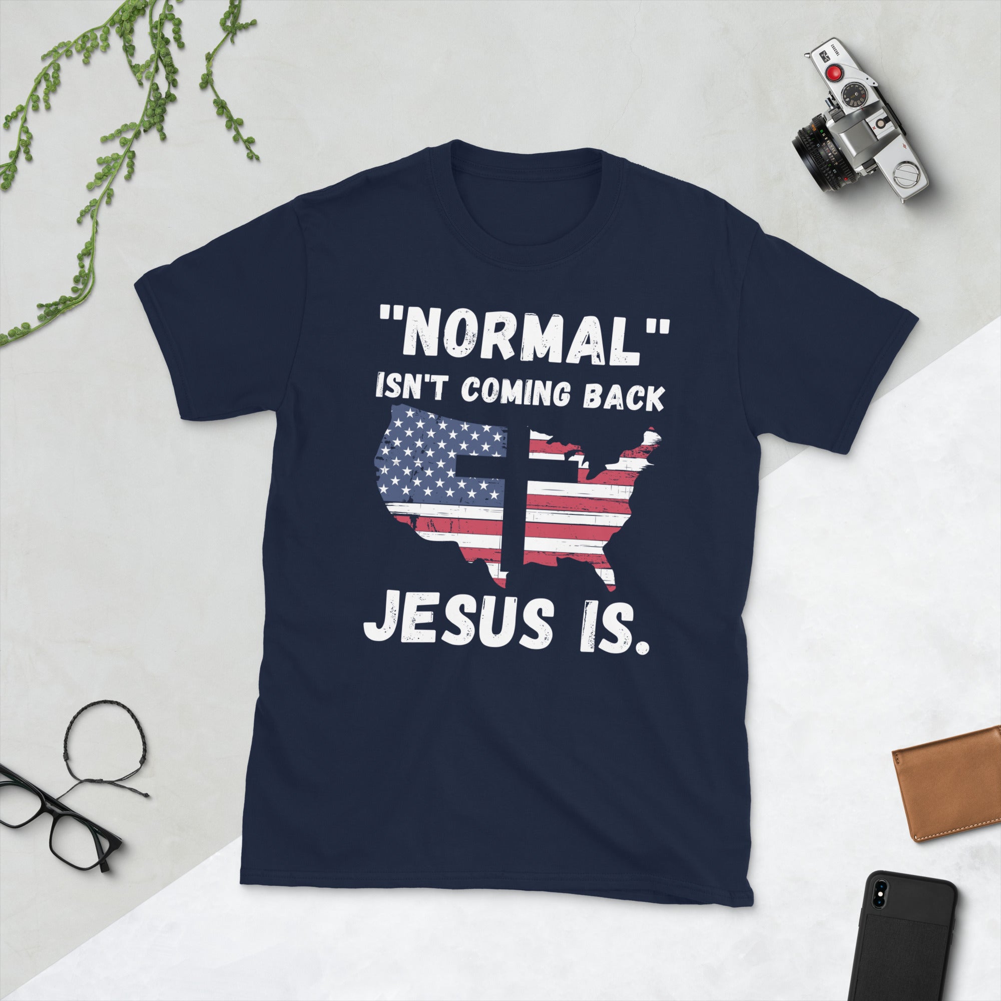 Christliches Jesus Shirt, Normal Isn't Coming Back Jesus Is, Bibelvers Shirt, Offenbarungsvers T-Shirt, christliches Geschenk, Amerikanische Flagge Shirt