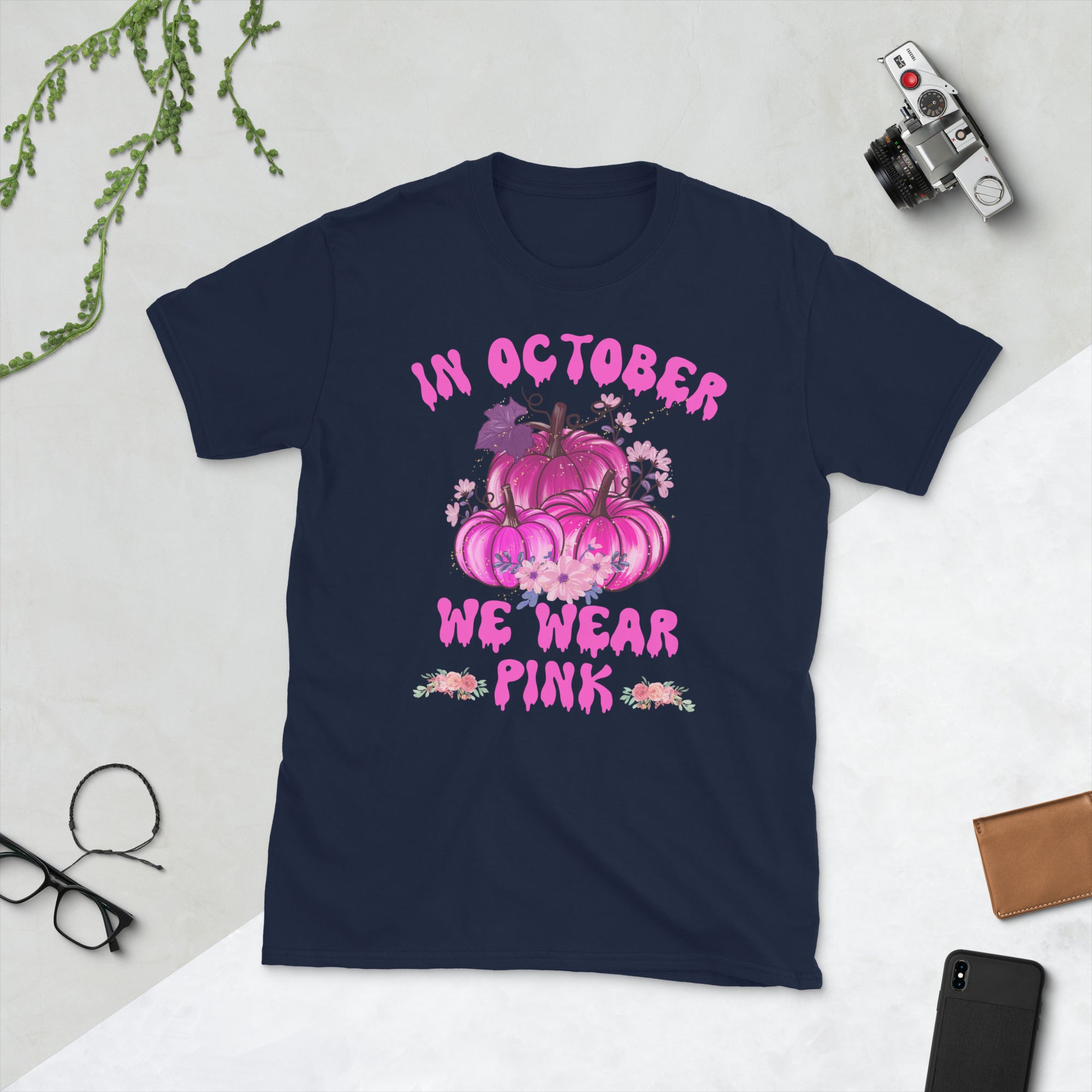 In October We Wear Pink Halloween Shirt, Breast Cancer Fighter Gifts, Breast Cancer Awareness TShirt, Pink Pumpkin Shirt, Halloween Shirt - Madeinsea©