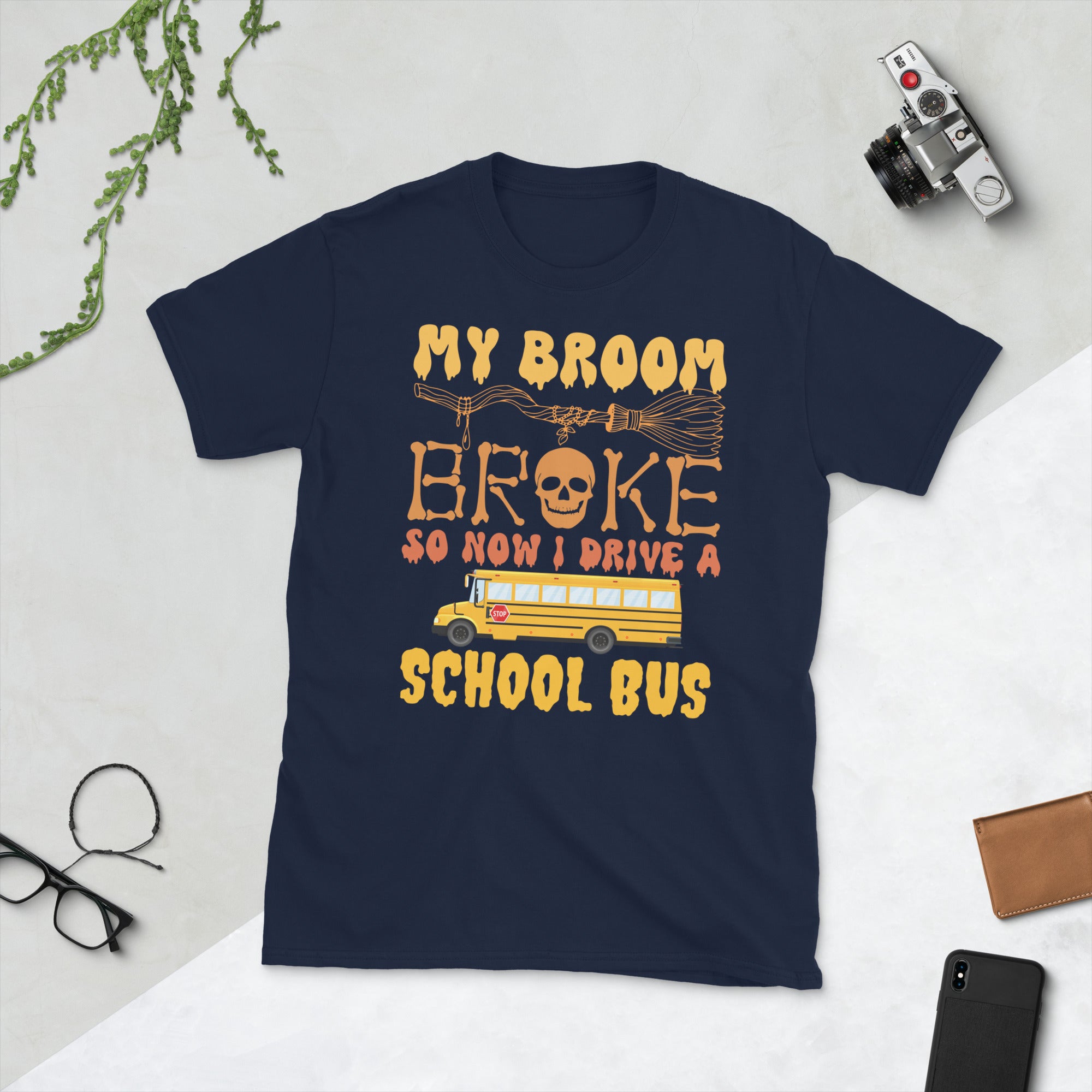 My Broom Broke So Now I Drive A School Bus, Funny Halloween Shirt, School Bus Driver Gift, Cool Halloween Groovy Tshirt, Bus Driver Costume - Madeinsea©
