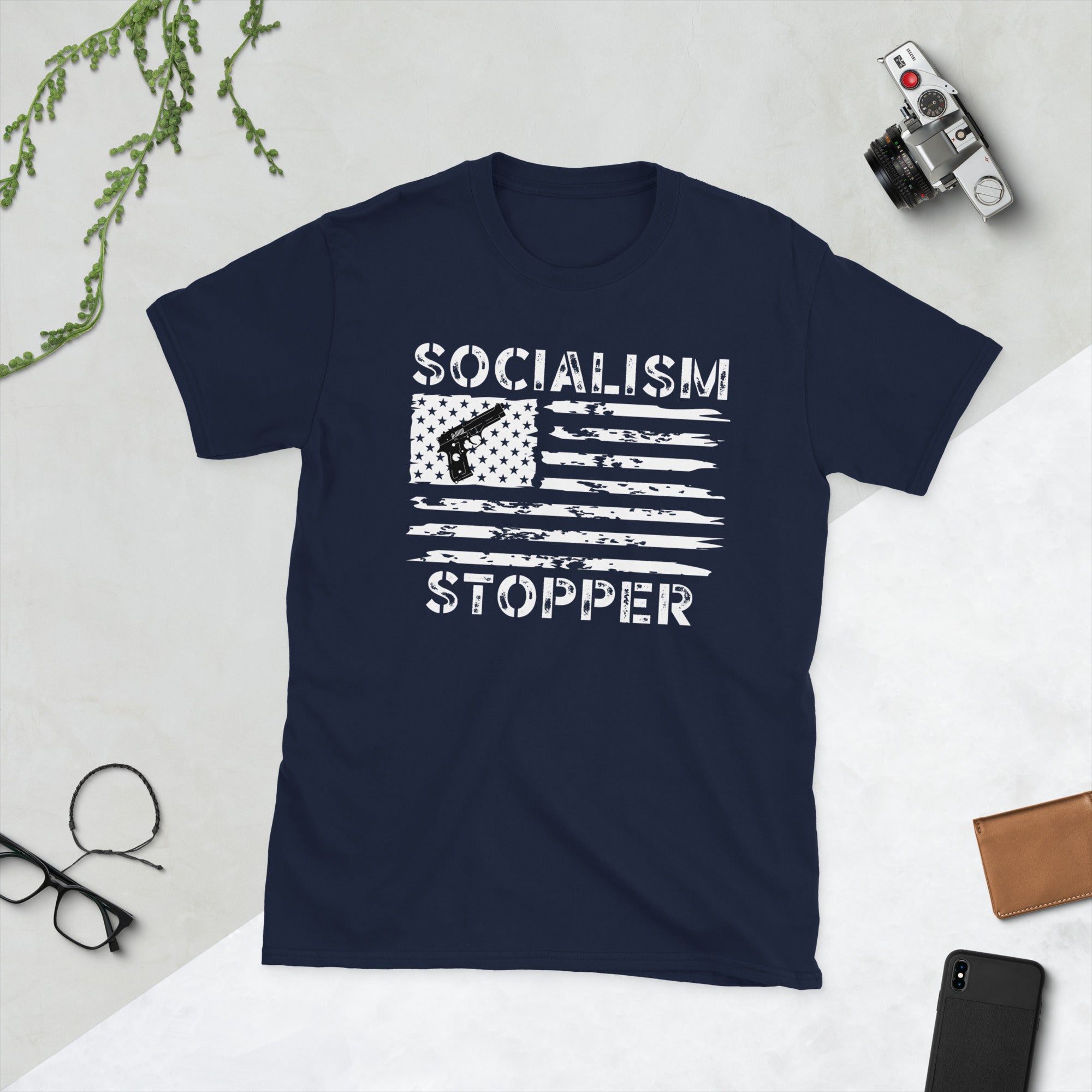 Socialism Stopper Pro Guns Shirt, Vintage USA Flag 2nd Amendment Patriotic Tshirt, Republican Shirt, Anti Socialism, Patriotic Gifts For Dad - Madeinsea©