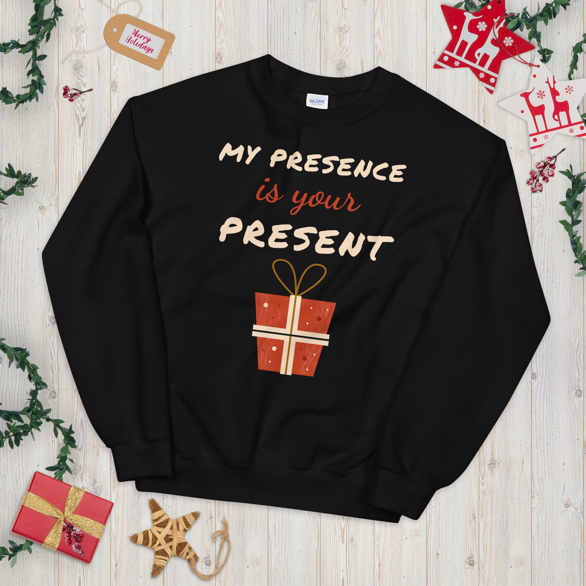 My Presence Is Your Present Sweatshirt, Christmas Sweater for Women,Merry and Bright, Funny Xmas Sweater, Cute Party Sweater, Xmas Pajamas - Madeinsea©