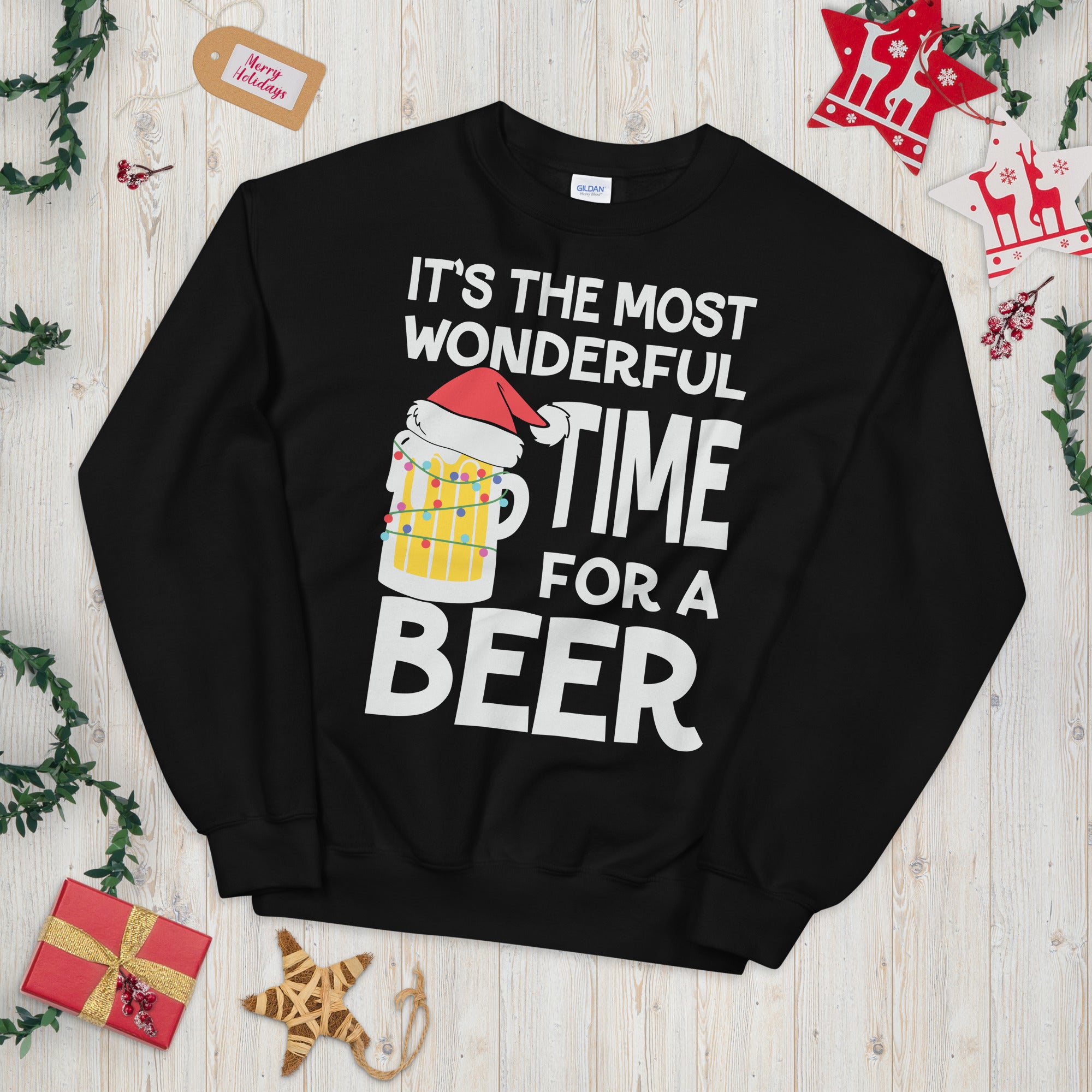 It's the Most Wonderful Time For a Beer, Funny Beer Sweatshirt, Ugly Christmas Sweater, Husband Christmas Shirt, Christmas Beer Sweater - Madeinsea©