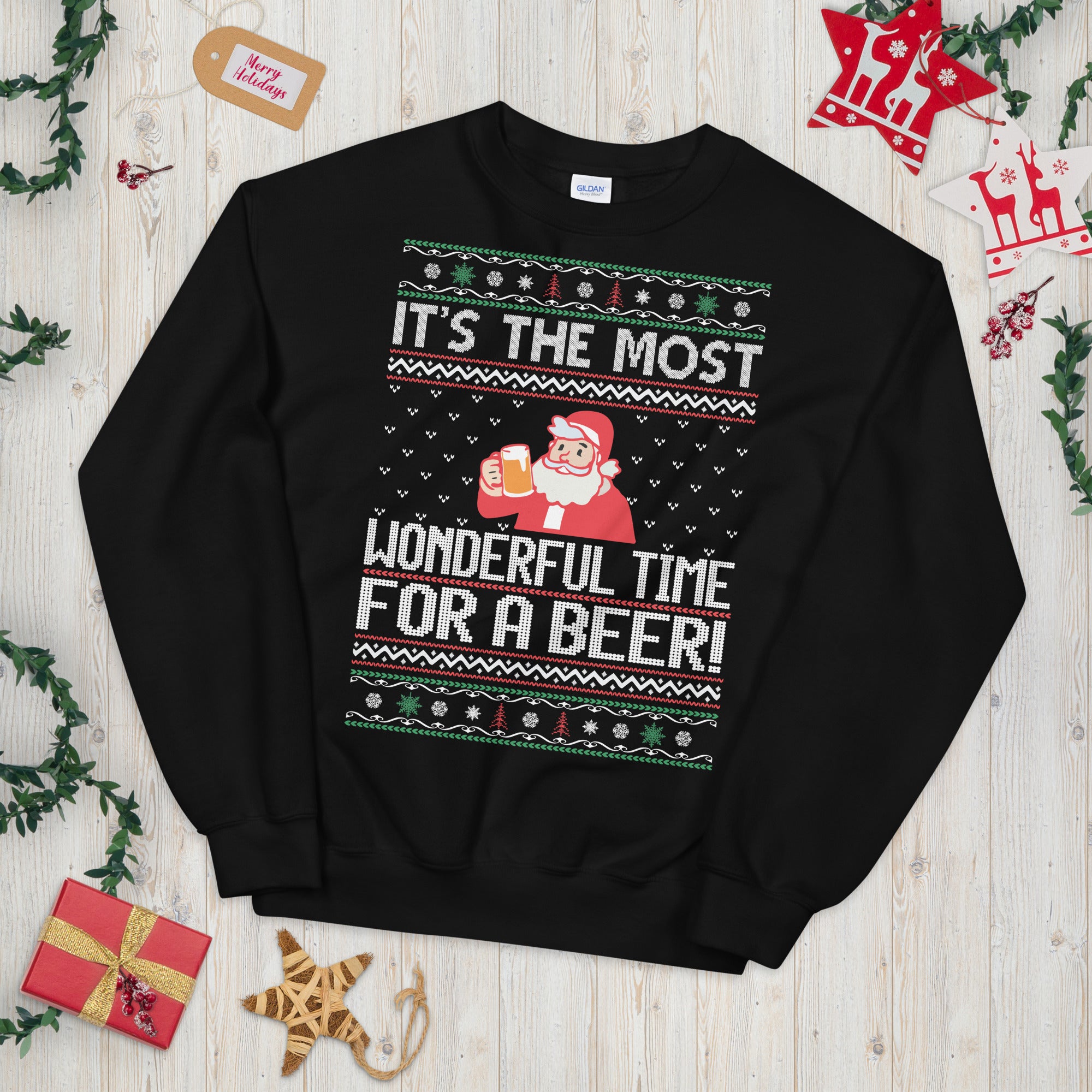 It's the Most Wonderful Time For a Beer, Funny Beer Sweatshirt, Ugly Christmas Sweater, Husband Christmas Shirt, Christmas Beer Sweater - Madeinsea©