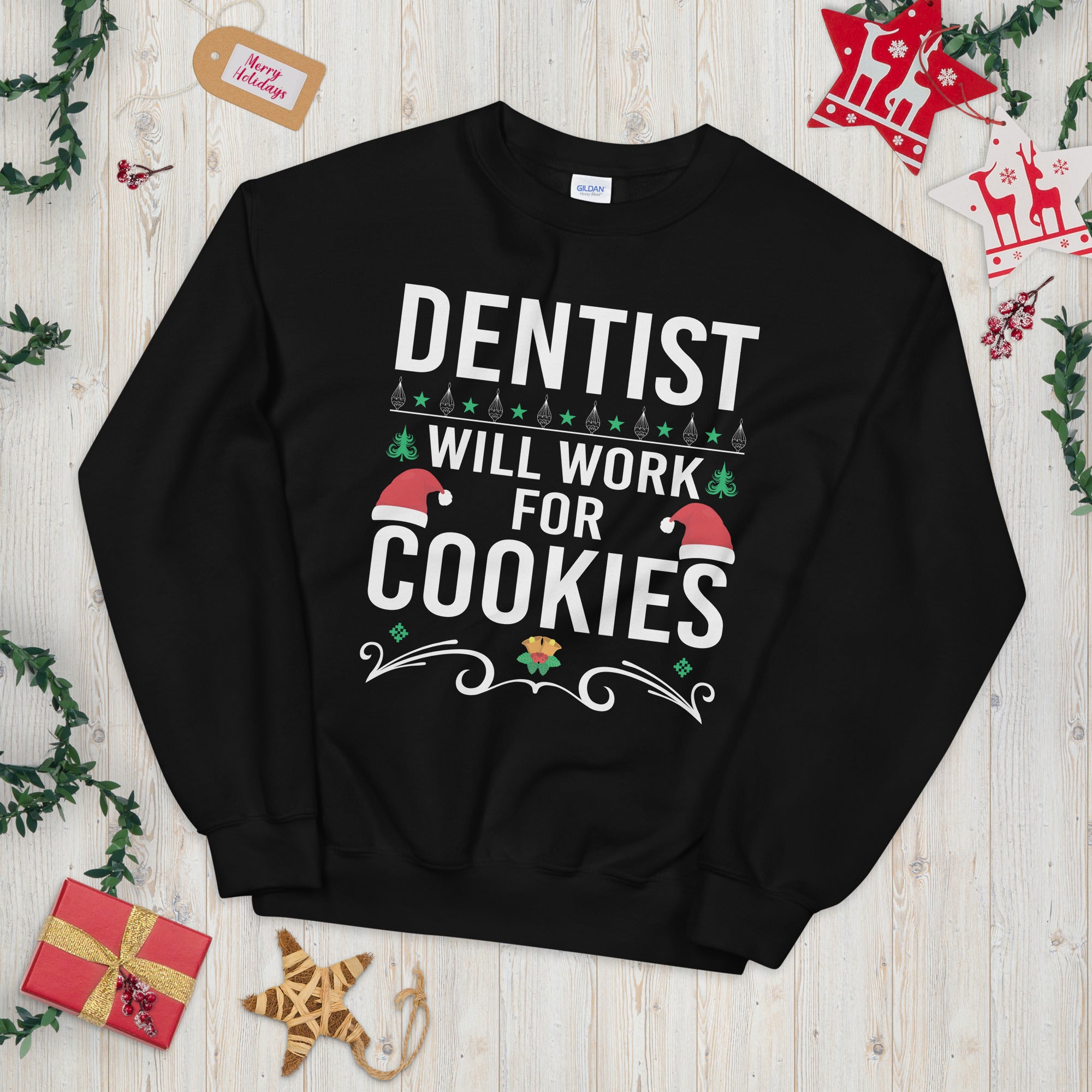 Dentist Christmas Sweater, Funny Dental Sweatshirt, Dentist Will Work for Cookies, Dental Life Shirt, Christmas Gifts For Dentists - Madeinsea©