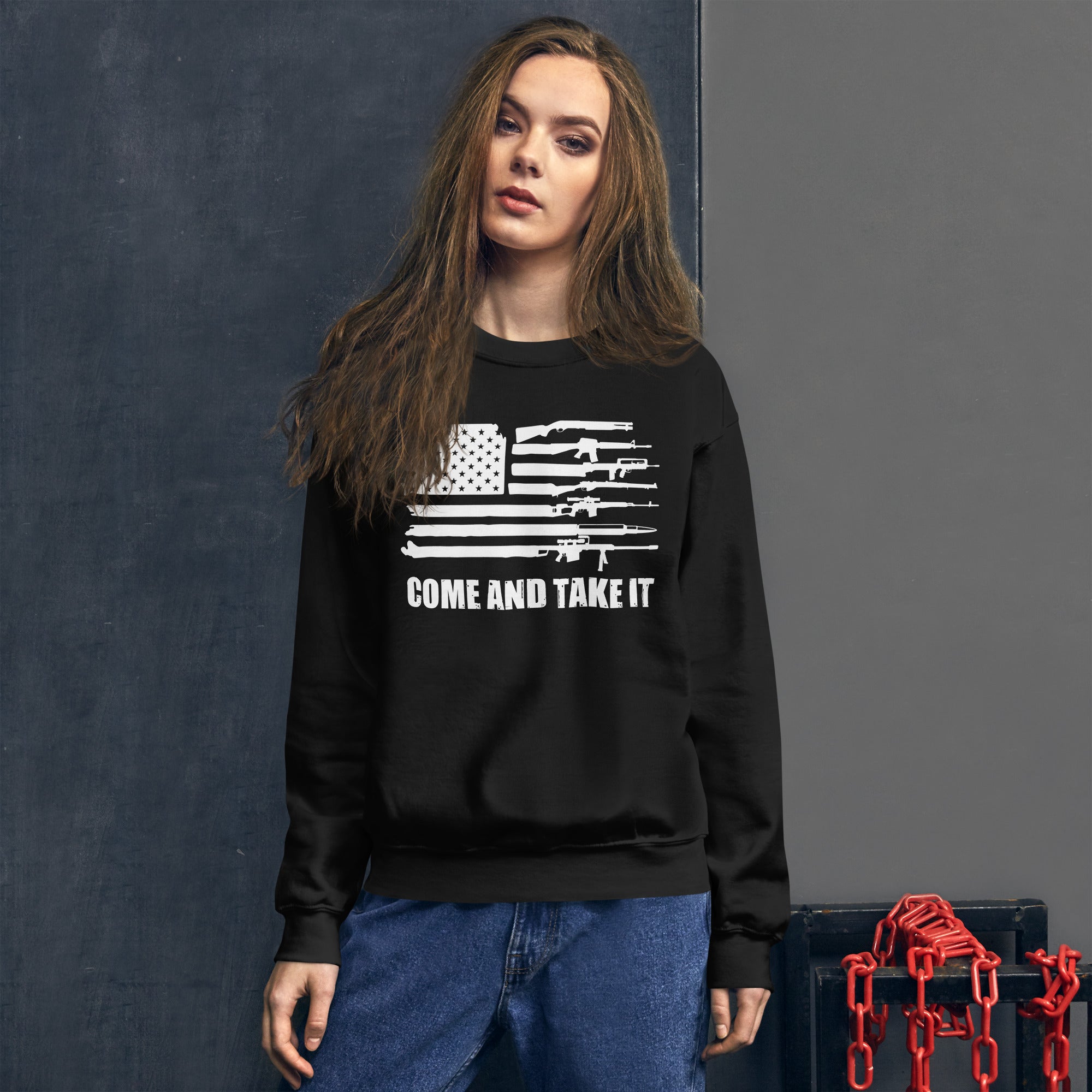 USA Gun Flag Sweater, Come and Take It Sweatshirt, Patriotic Women Shirt, 2nd Amendment Sweatshirt, Pro Guns Shirt, American Patriot Gifts - Madeinsea©