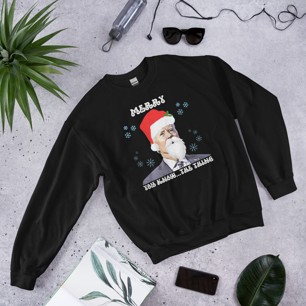 Merry You Know The Thing, Christmas Biden Sweatshirt, Funny Confused Biden Xmas Shirt, Santa Joe Biden Sweater Republican Gift, FJB Crewneck - Madeinsea©