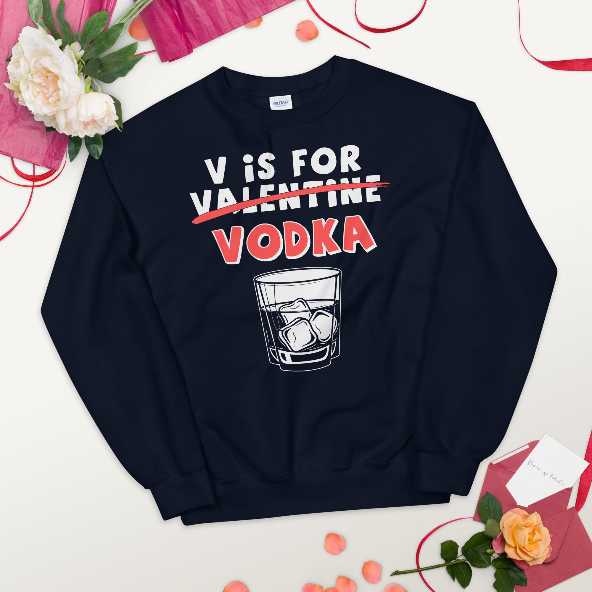 V Is For Vodka Sweater, Vodka Lover Shirt, Funny Valentine's Day Sweatshirt, Funny Valentine Sweater, Gifts For Him, Valentines Day Sweater