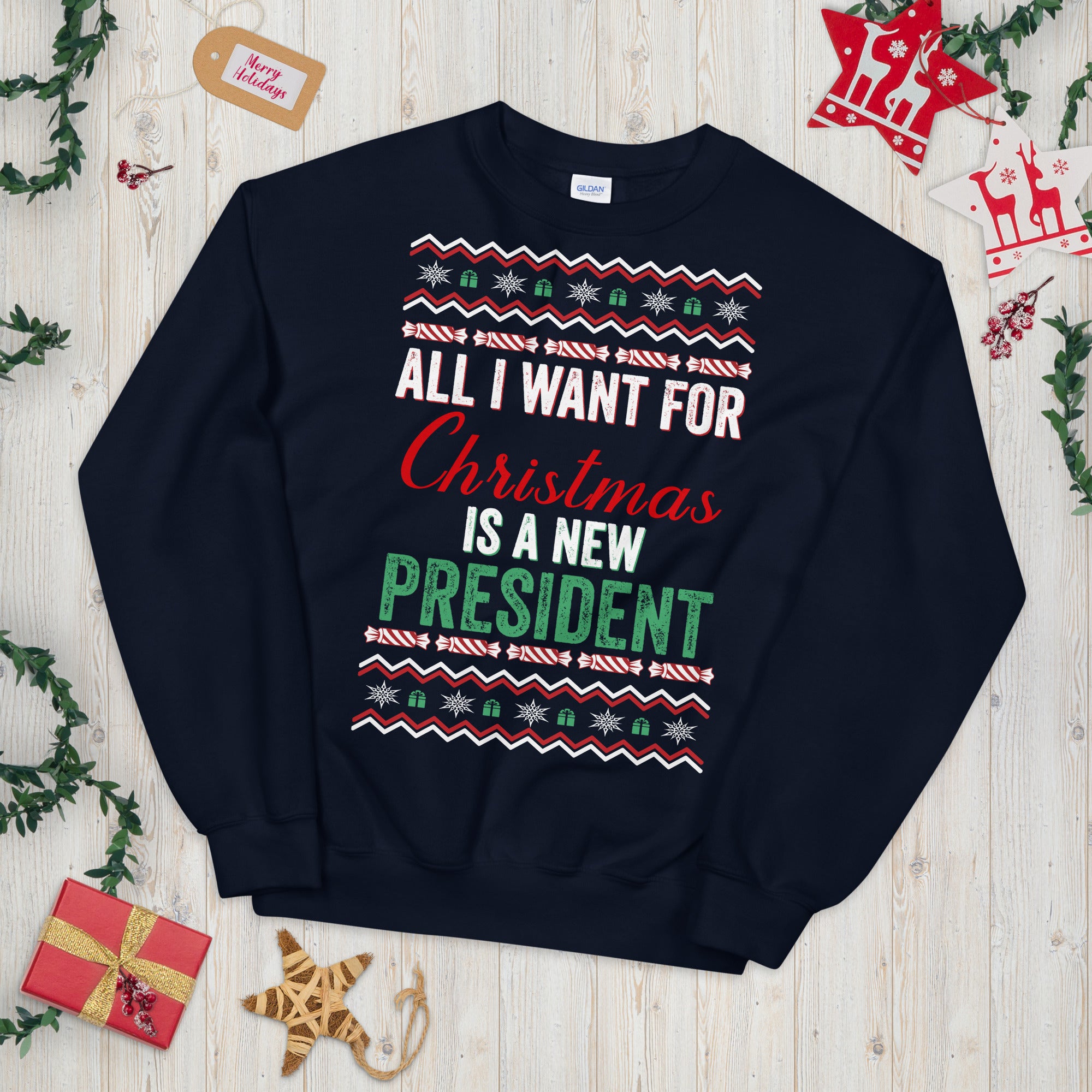 All I Want For Christmas Is A New President, FJB Christmas Sweatshirt, Anti Biden Christmas Sweatshirt, Conservative Sweatshirt, FJB Sweater - Madeinsea©